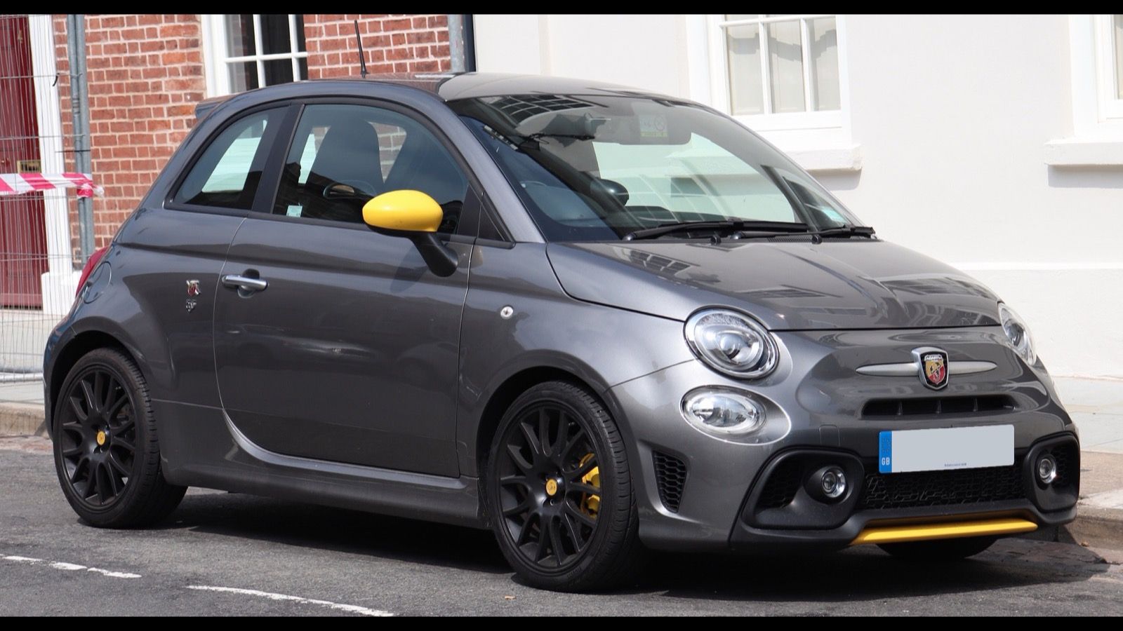 Grey 2017 Abarth 595 Trofeo, front three-quarter view