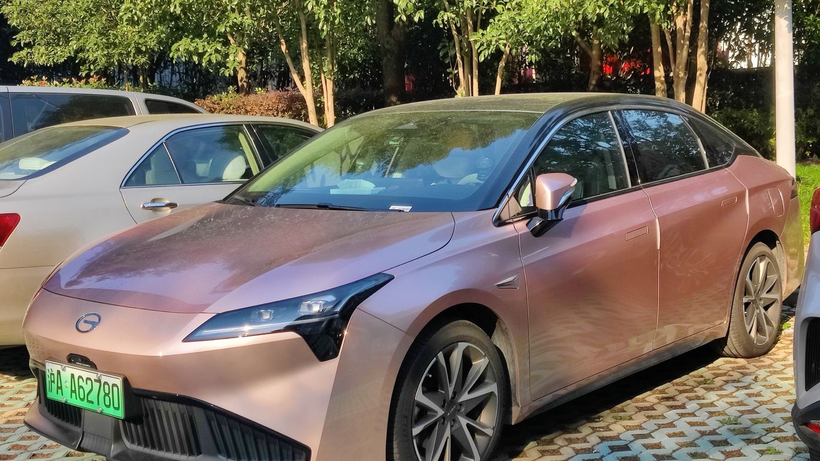 GAC Aion S Plus electric sedan, front three-quarter view