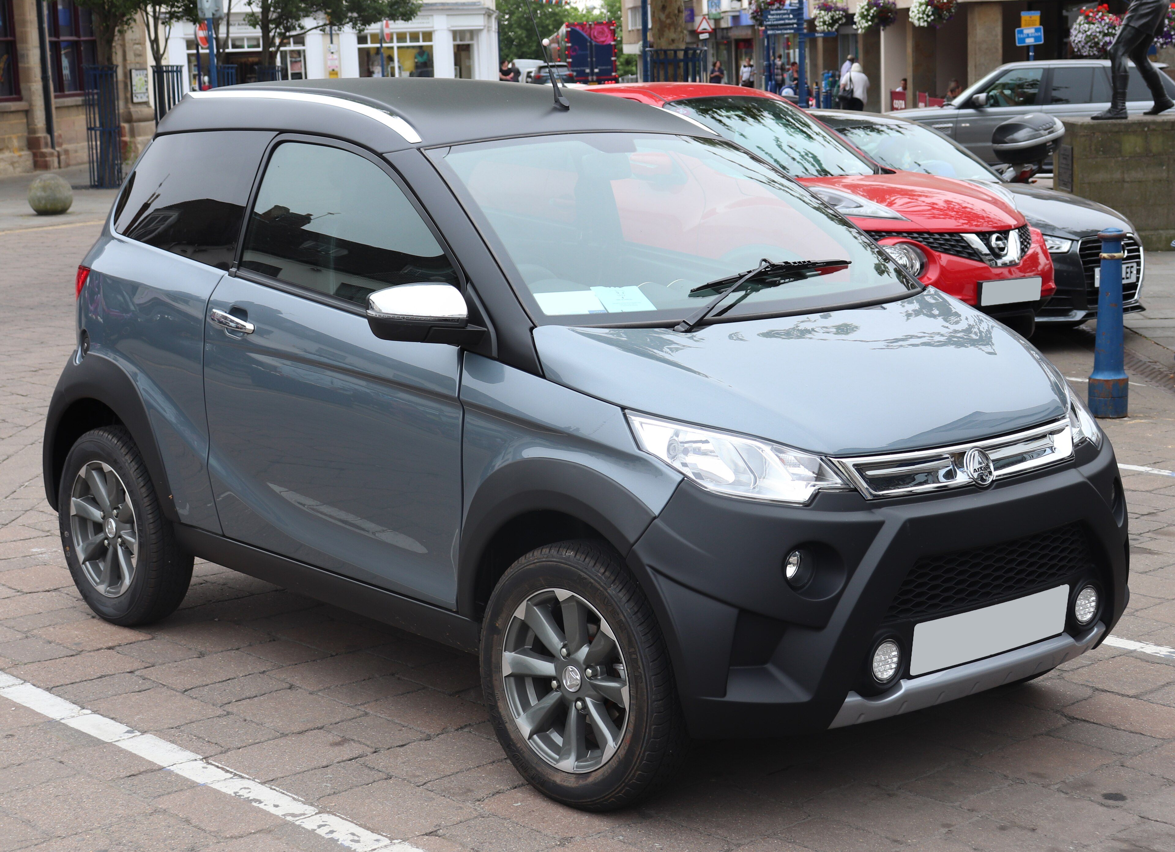 Grey 2018 Aixam Crossline Premium GT microcar, front three-quarter view