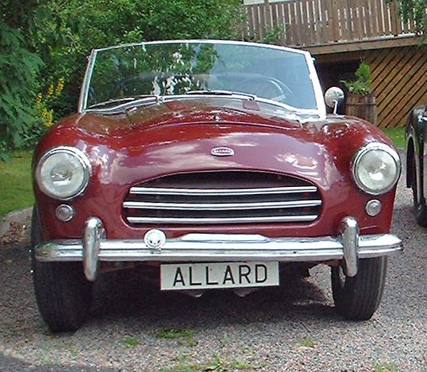 Maroon 1956 Allard Palm Beach 21Z (Mk II), front view