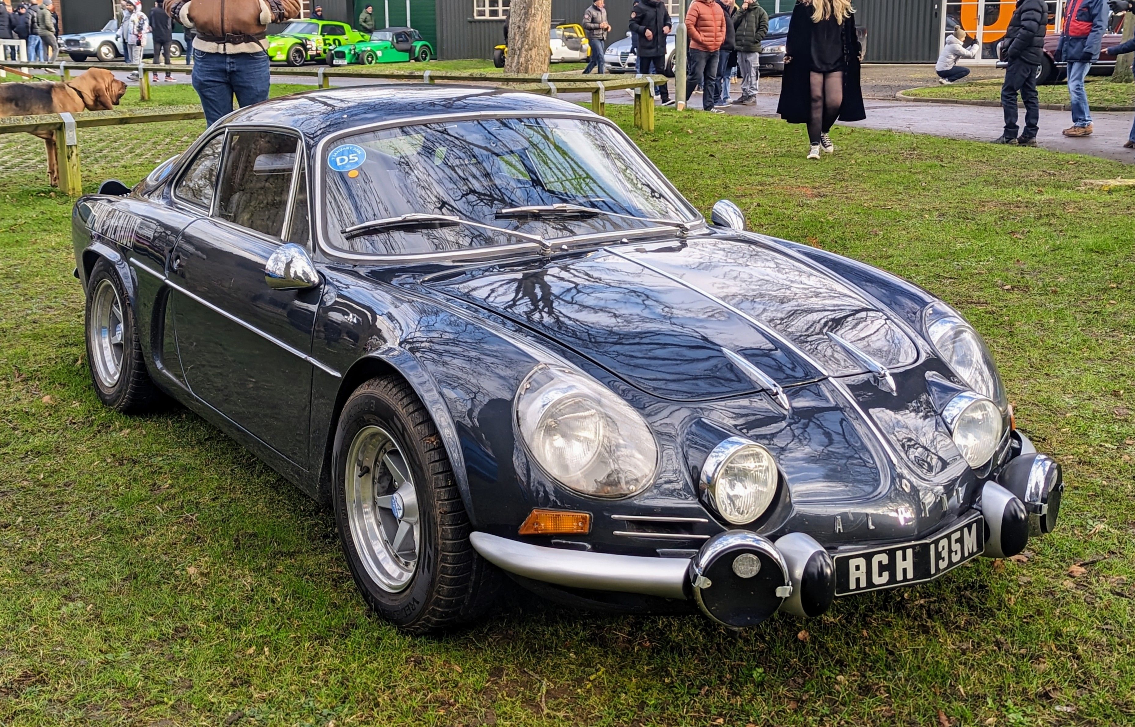 Dark blue 1974 Renault Alpine A110 Berlinette, front three-quarter view