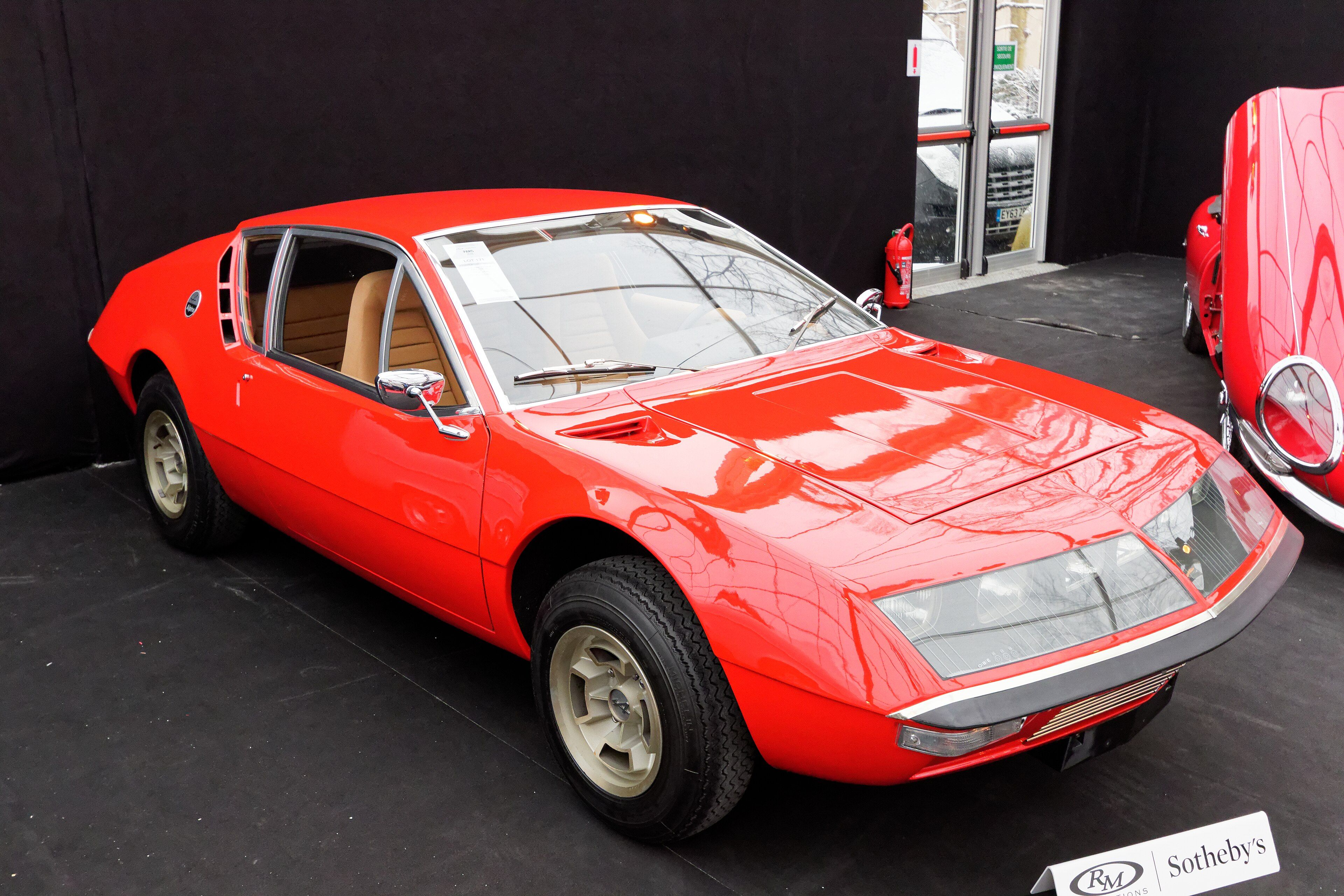 Red 1973 Alpine-Renault A310 1600 VF, front three-quarter view