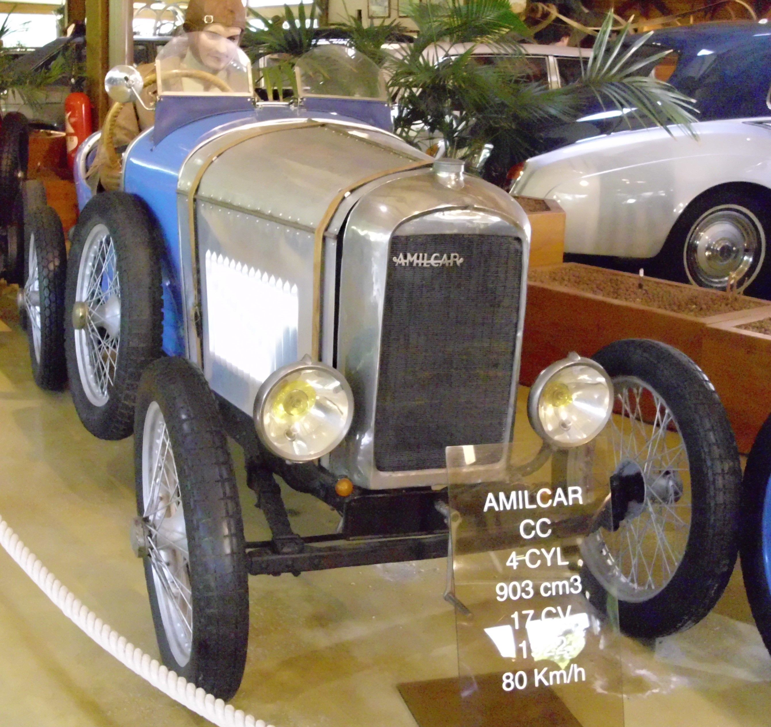1922 Amilcar Type CC roadster in blue and polished aluminium, front view