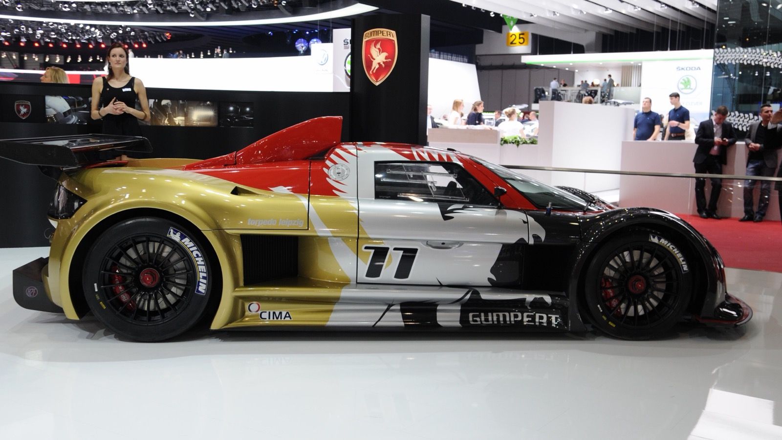 Race-liveried Gumpert Apollo at the 2012 Geneva Motor Show, side profile