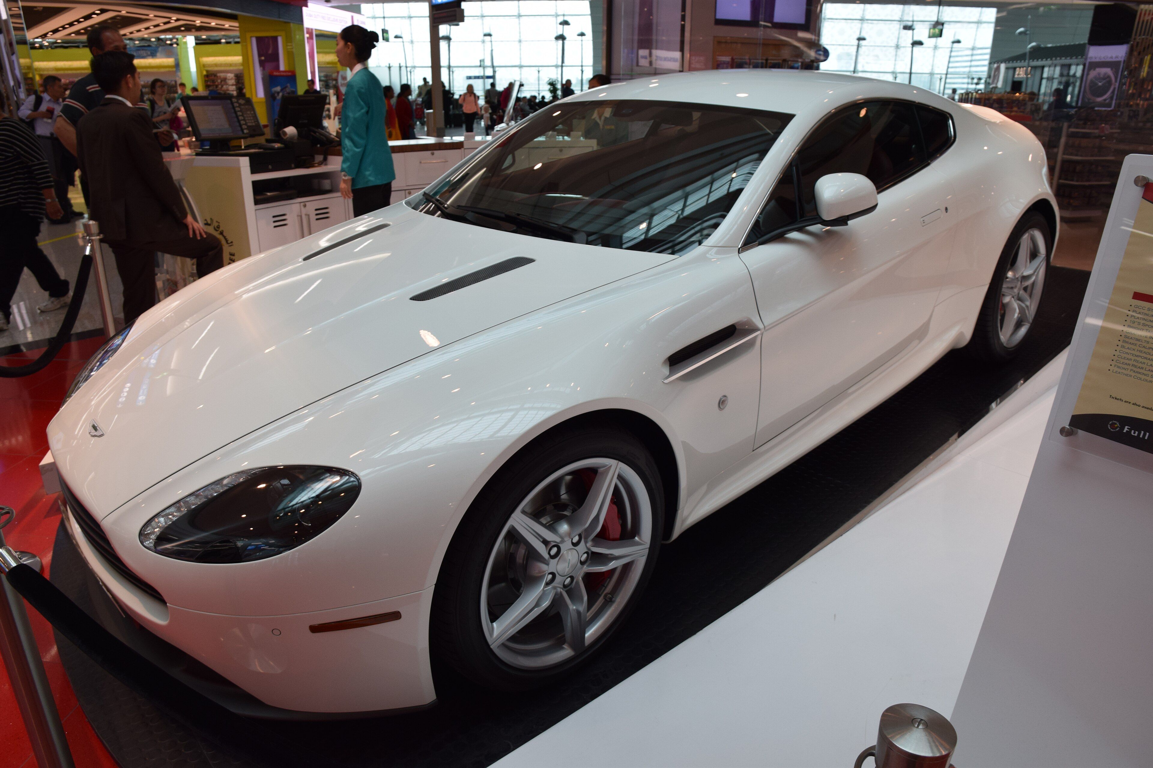 2016 Aston Martin V8 Vantage coupe in white, front three-quarter view
