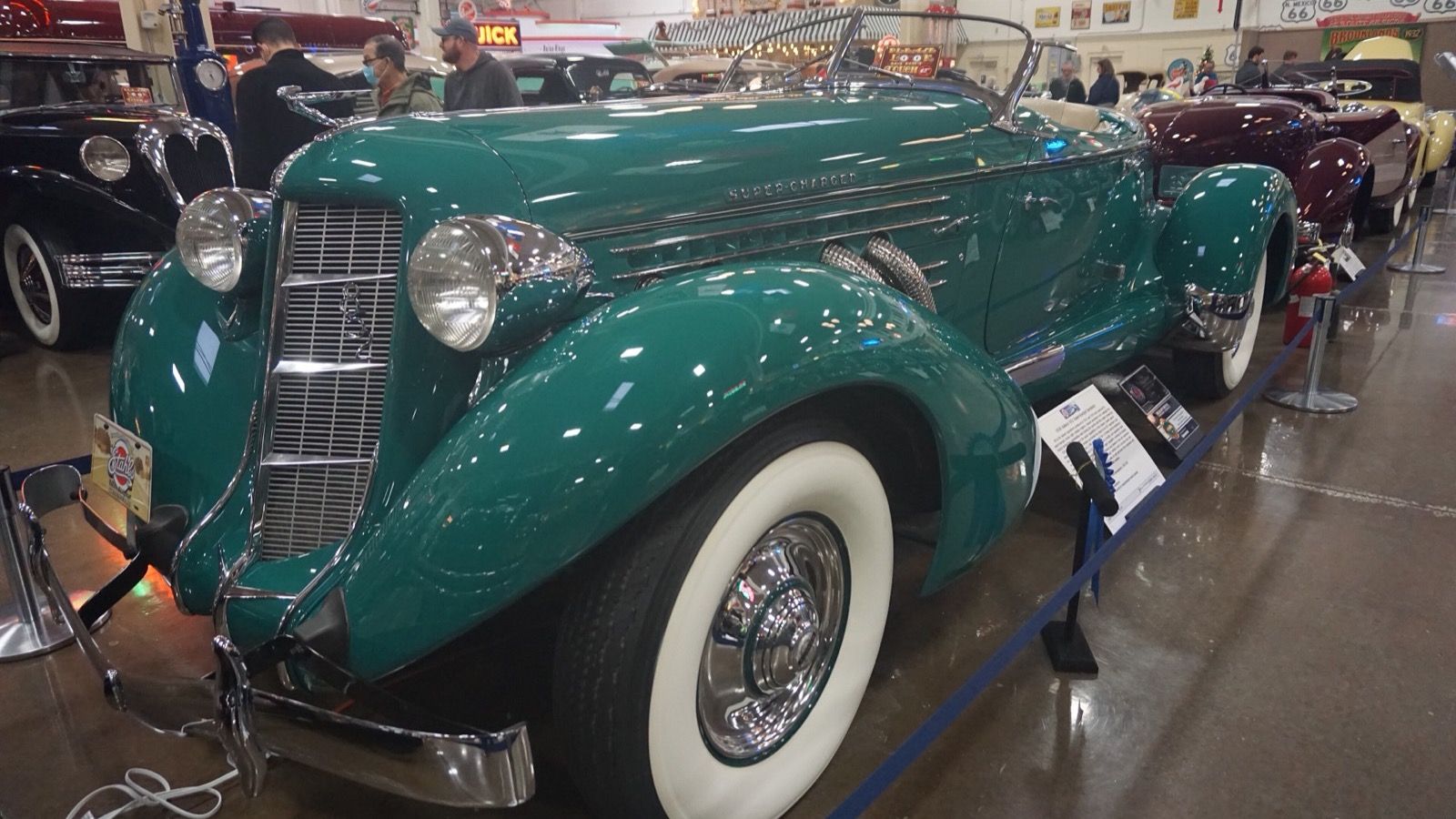 1936 Auburn 852 supercharged Speedster in green, front three-quarter view