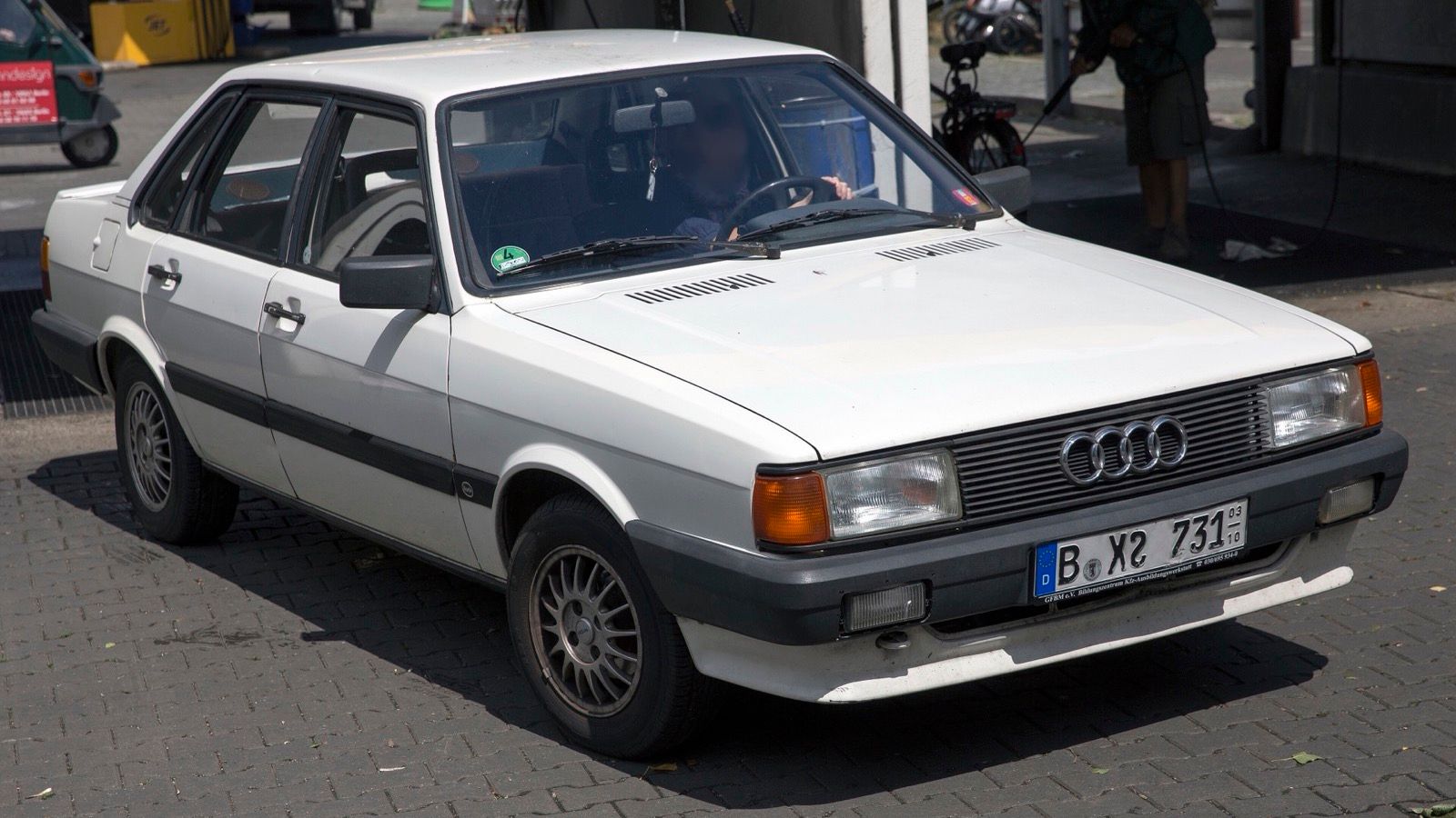 1986 Audi 80 GT (B2) in white, front three-quarter view