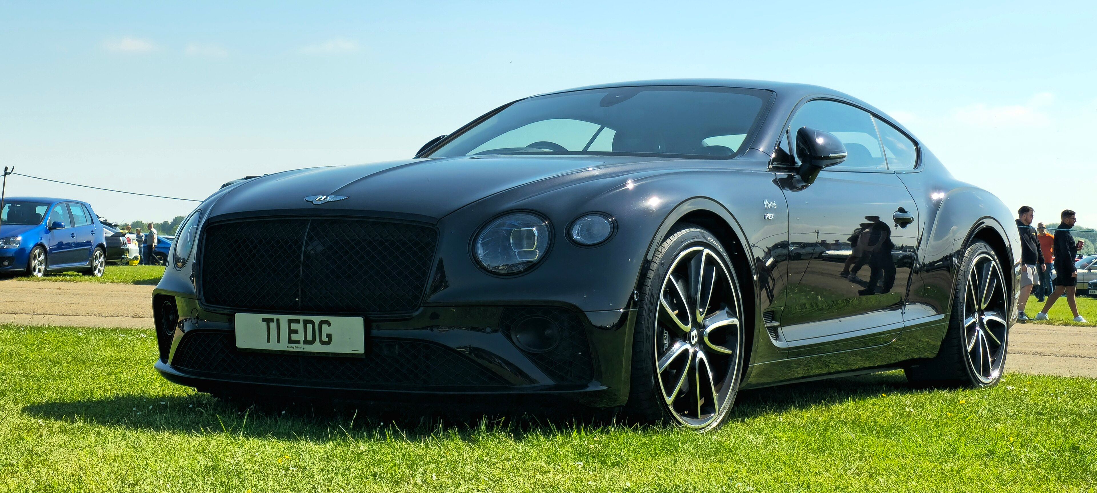 Black 2020 Bentley Continental GT V8 coupe, front three-quarter view
