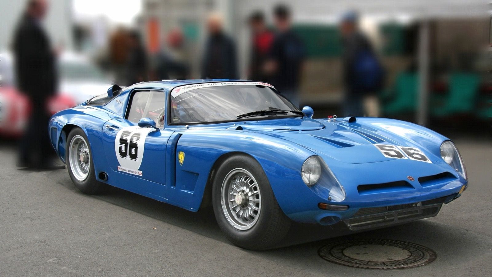 Blue Bizzarrini 5300 GT competition coupé, front three-quarter view