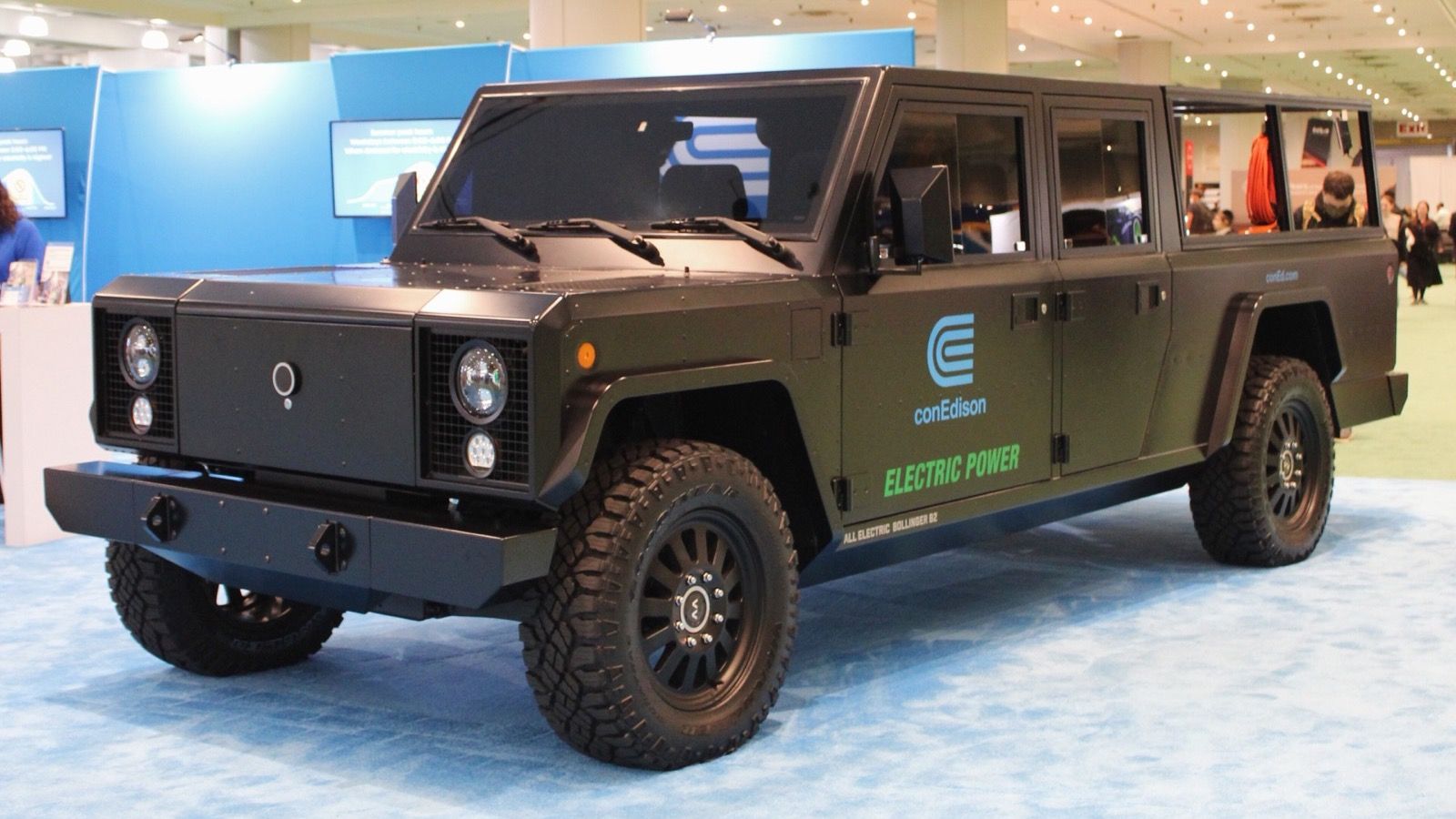 2022 Bollinger B2 (Con Edison livery) electric pickup at the New York International Auto Show, front view