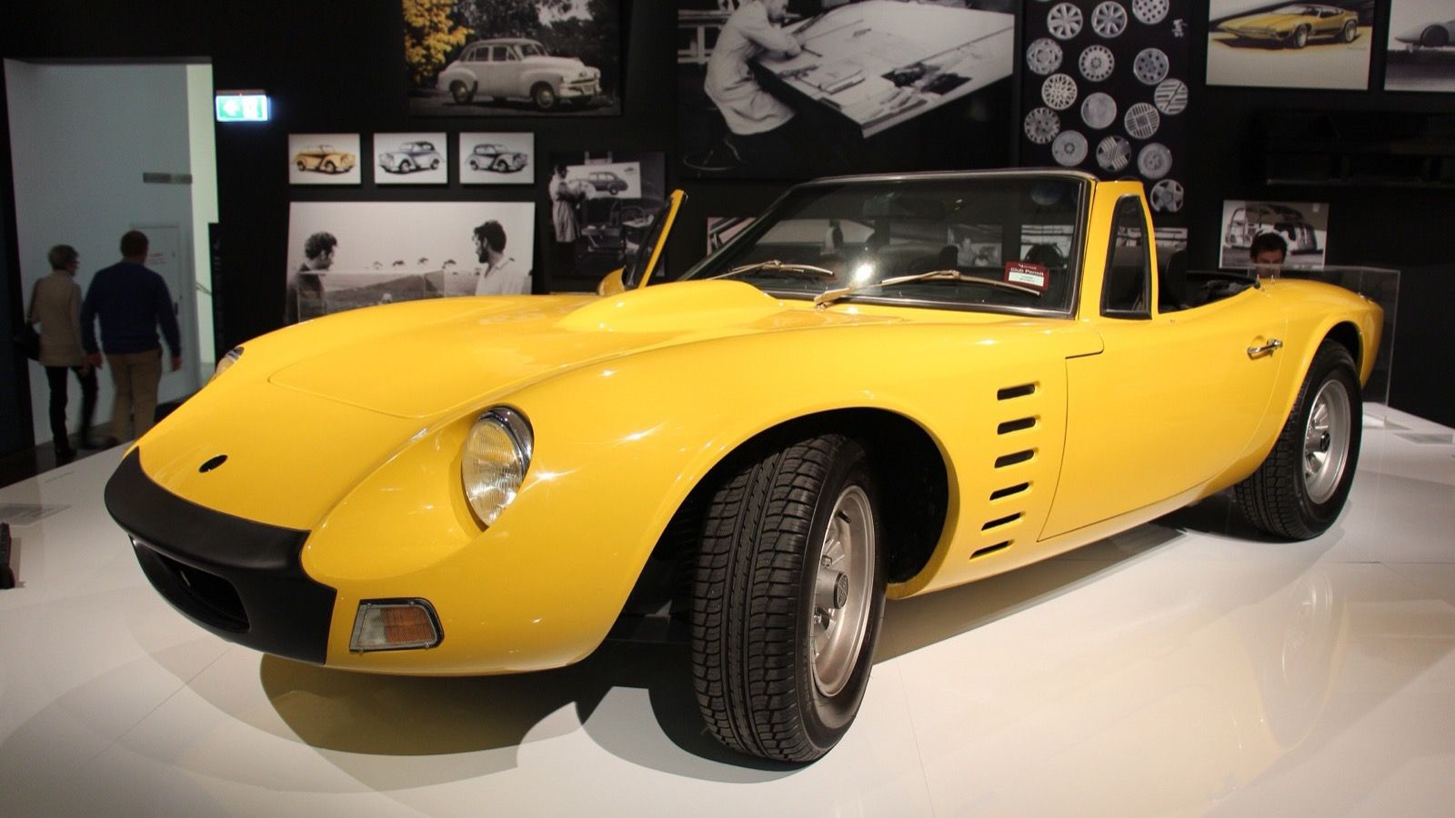 Yellow 1972 Bolwell Nagari Mk VIII convertible, front three-quarter view