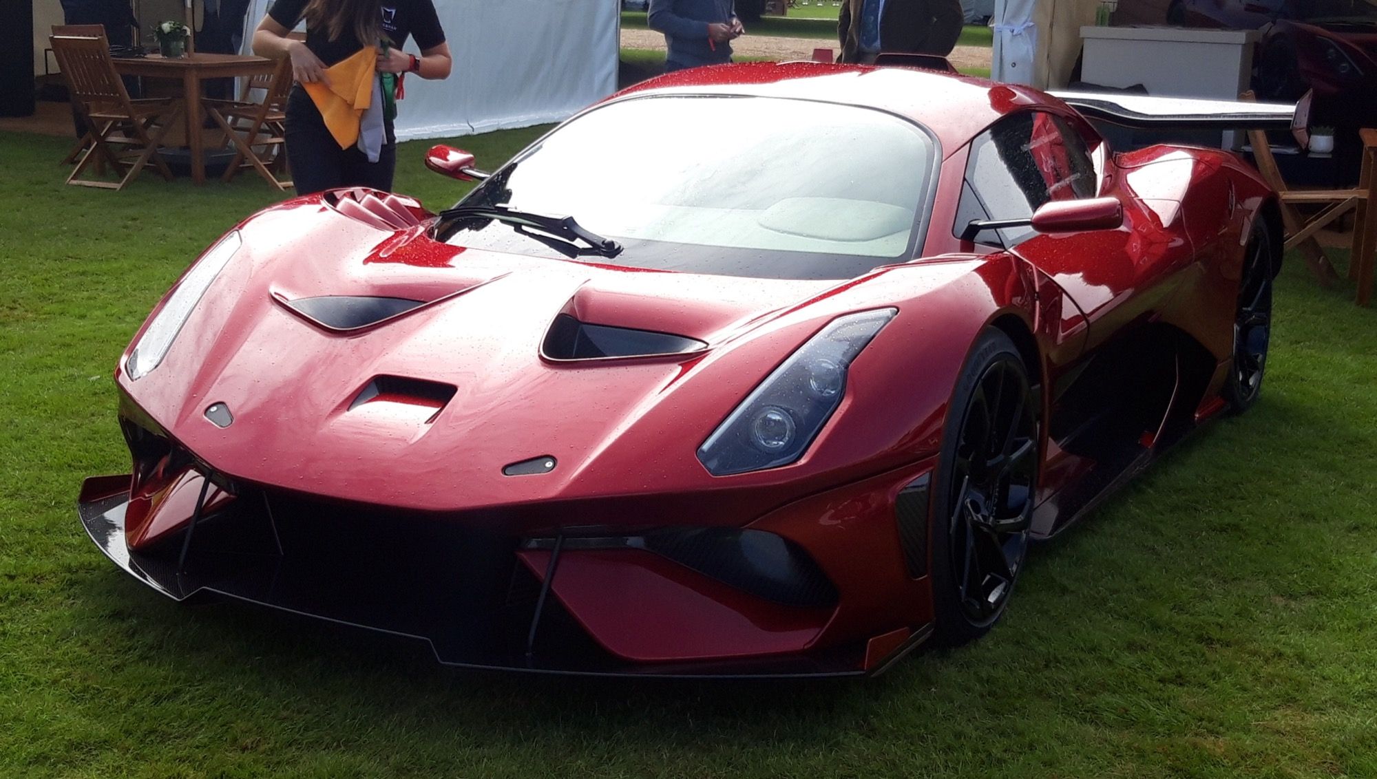 Red 2020 Brabham BT62-R road-legal conversion, front three-quarter view