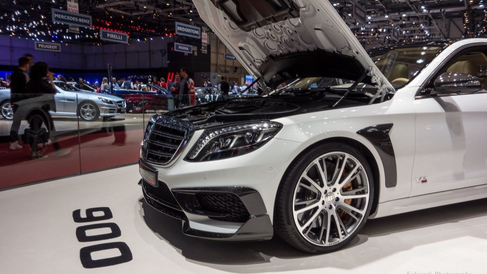 White 2015 Brabus Rocket 900 (S65-based), front view with hood raised