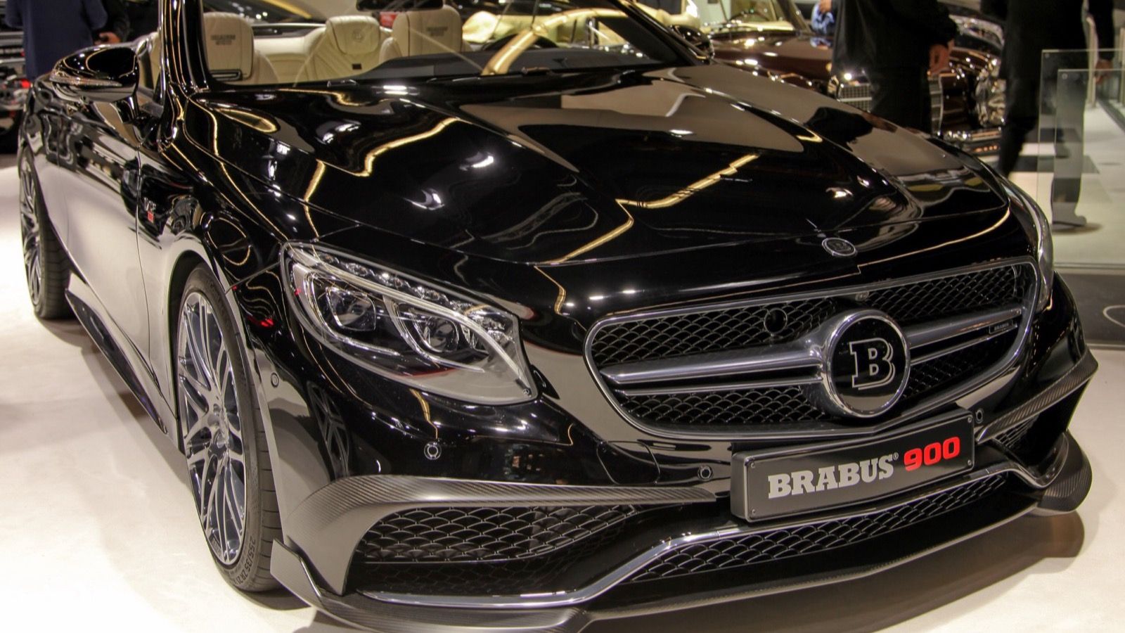 Black Brabus 900 Rocket Cabriolet (A217 S-Class), front three-quarter view