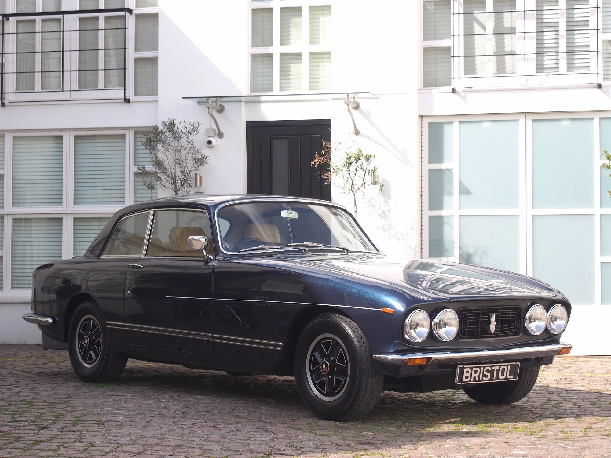 Dark blue 1974 Bristol 411 Series 4 saloon, front three-quarter view
