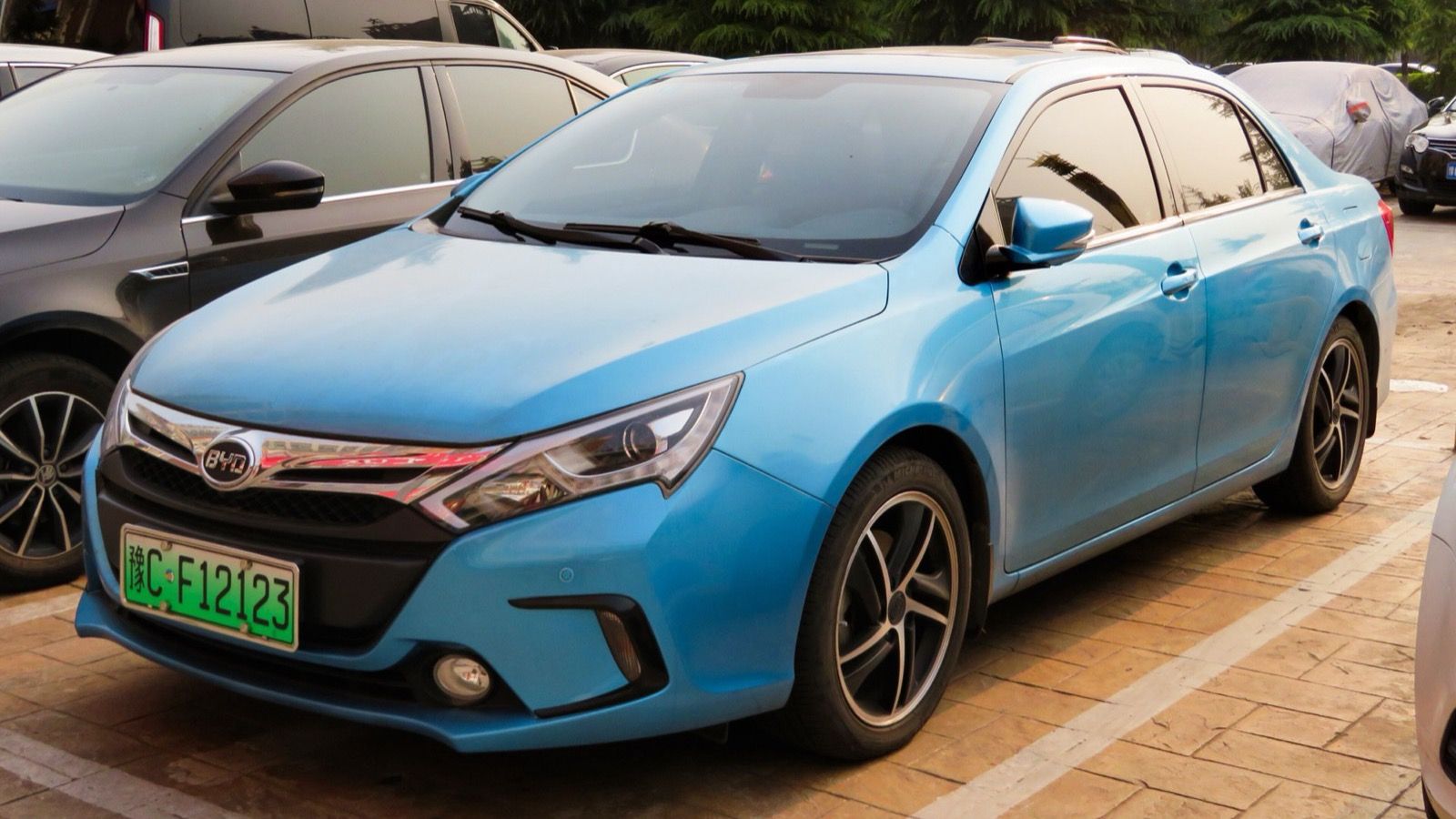First-generation BYD Qin compact sedan, front three-quarter view
