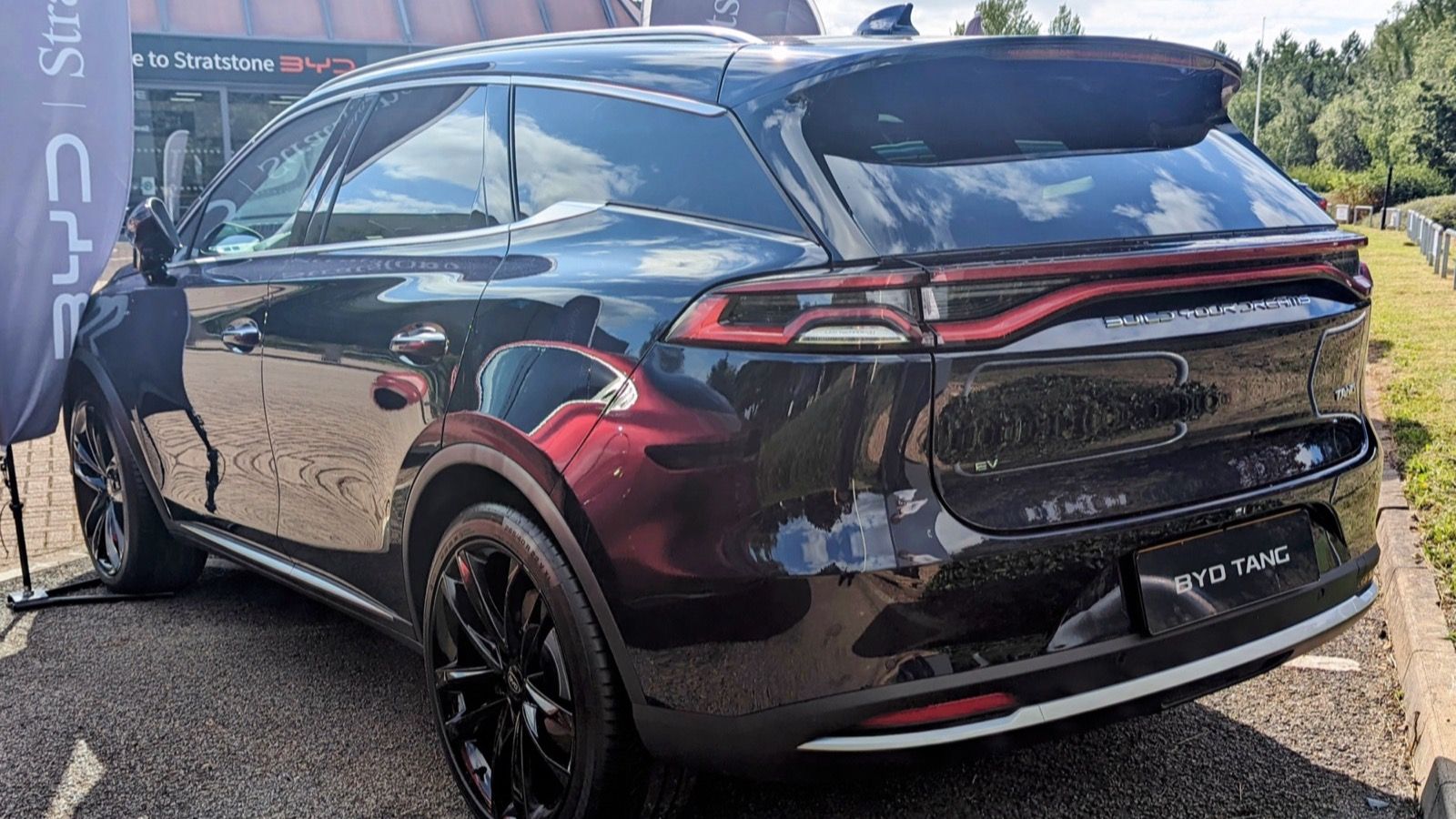 2023 BYD Tang EV SUV, rear three-quarter view