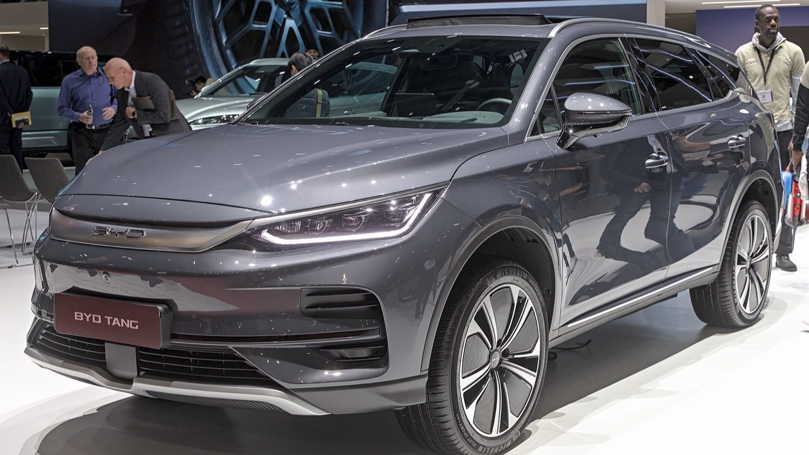 2024 BYD Tang EV SUV at Geneva show, front three-quarter view