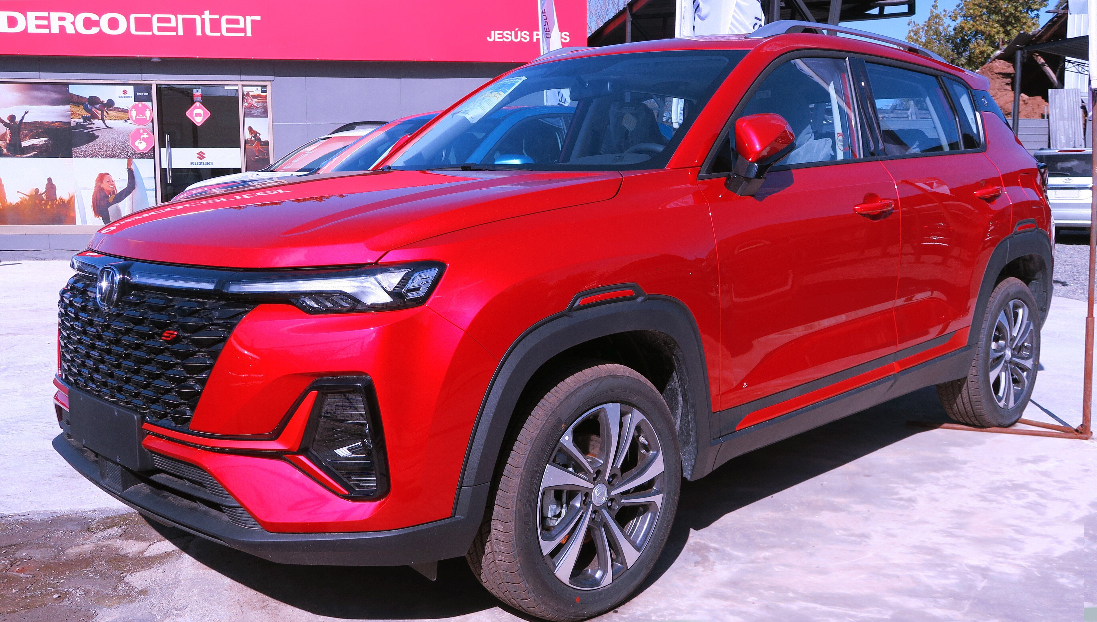Red 2022 Changan CS35 Plus Turbo subcompact SUV, front three-quarter view