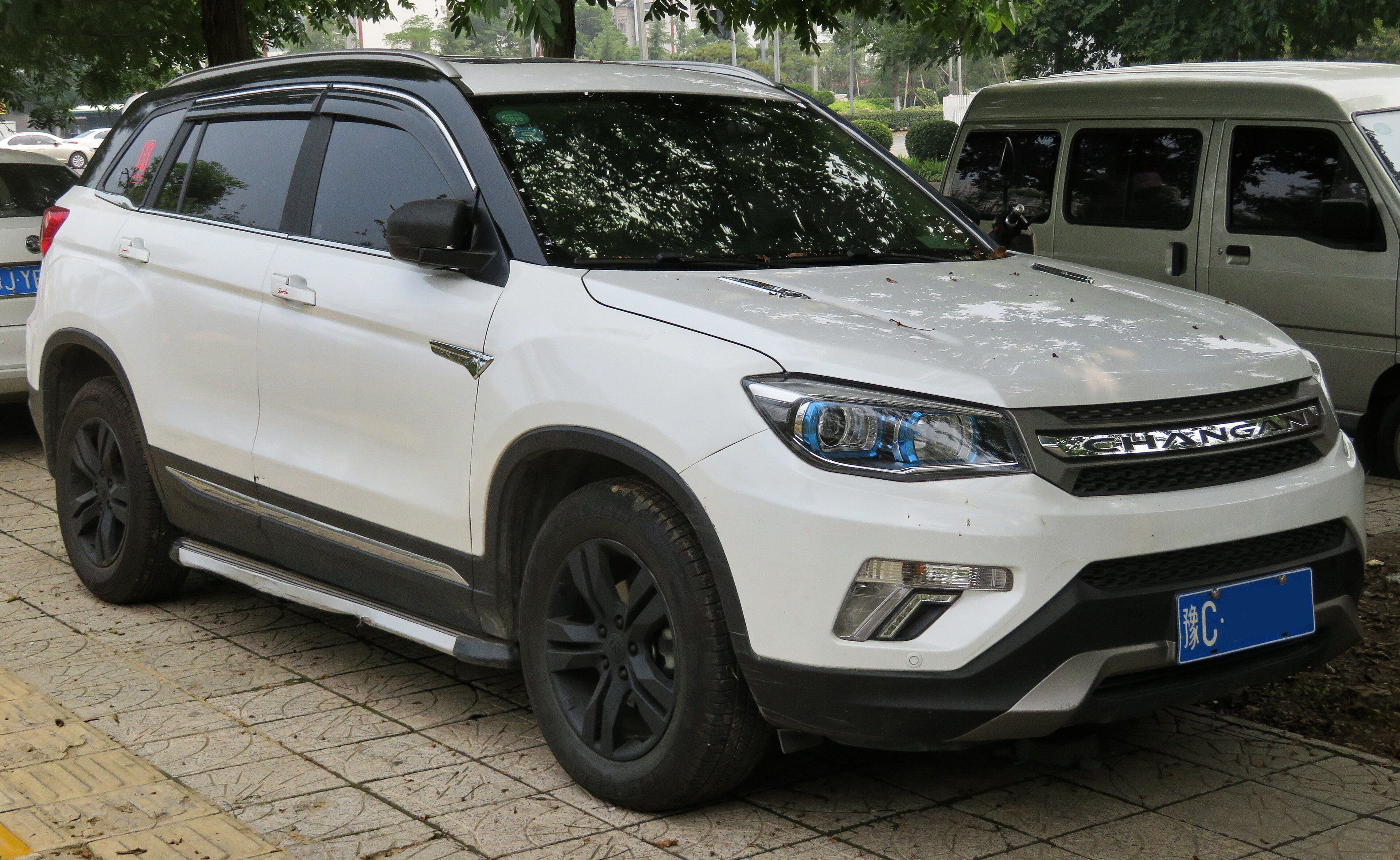 White 2017 Changan CS75 compact SUV, front three-quarter view
