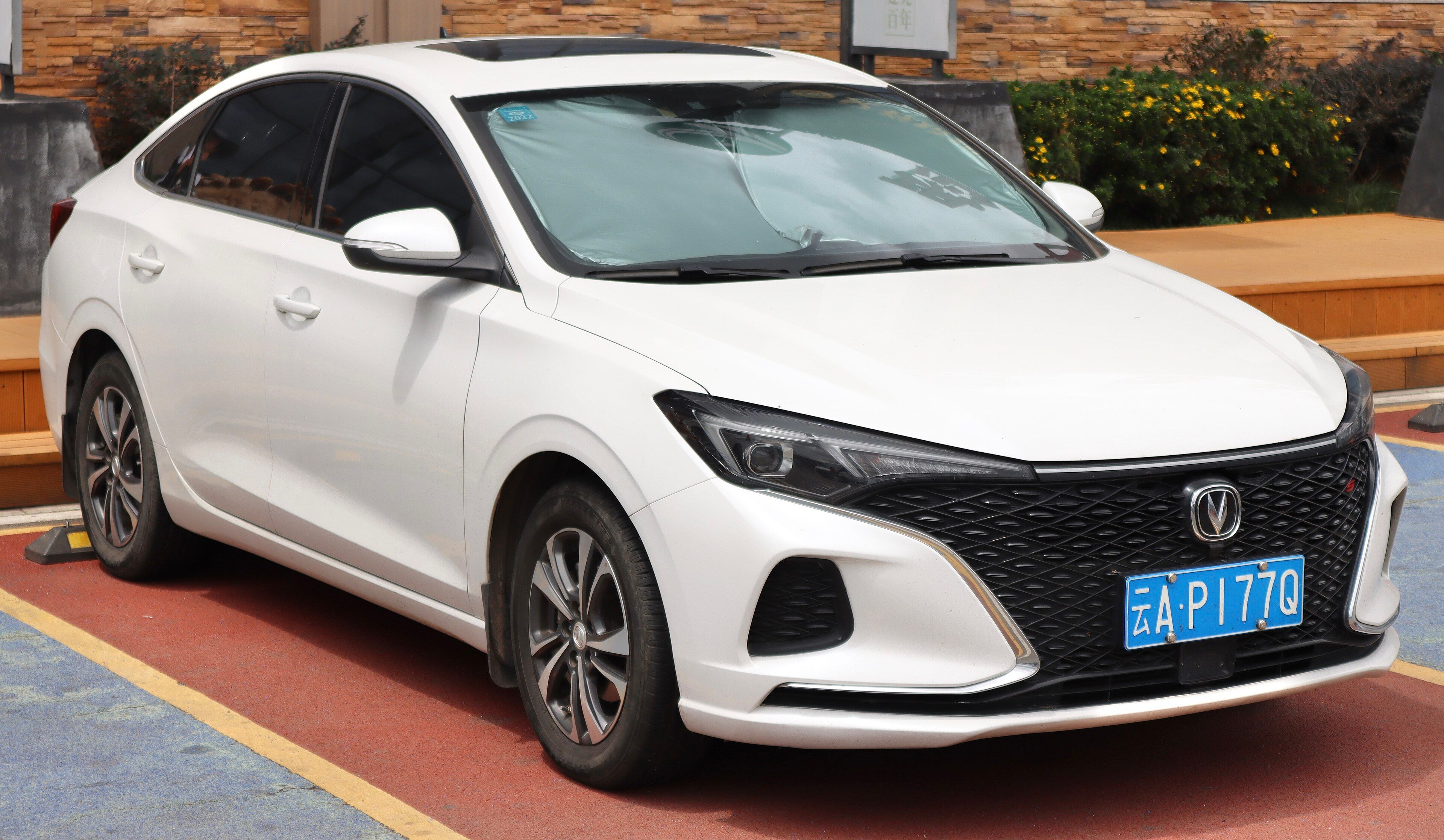 White 2020 Changan Eado Plus sedan, front three-quarter view