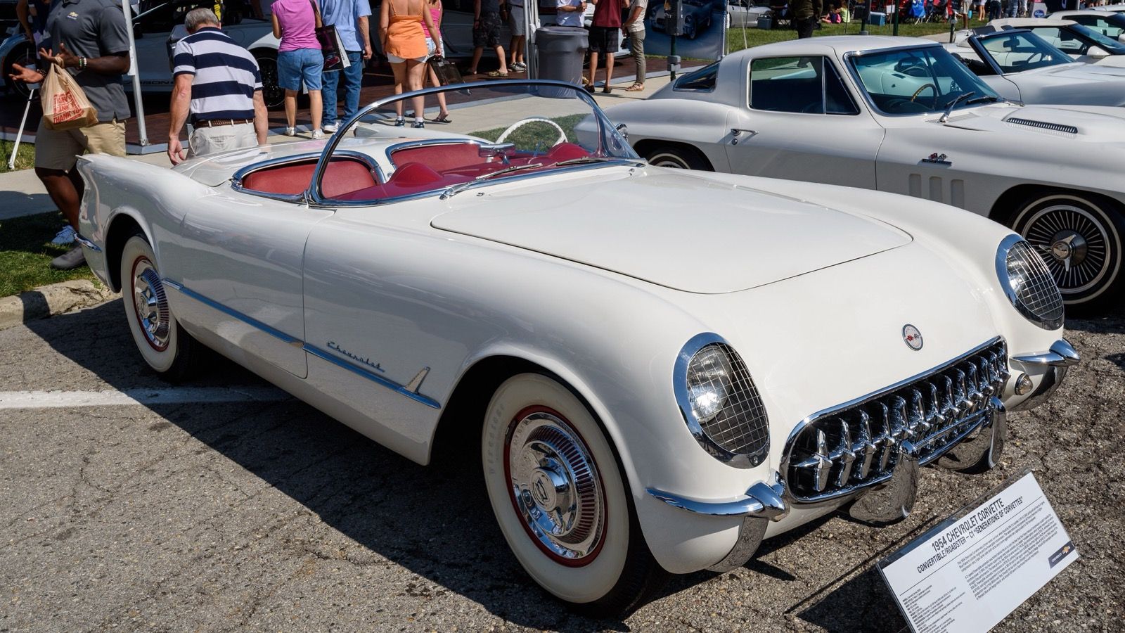 1954 Chevrolet Corvette, C1 first generation — white roadster, front three-quarter view