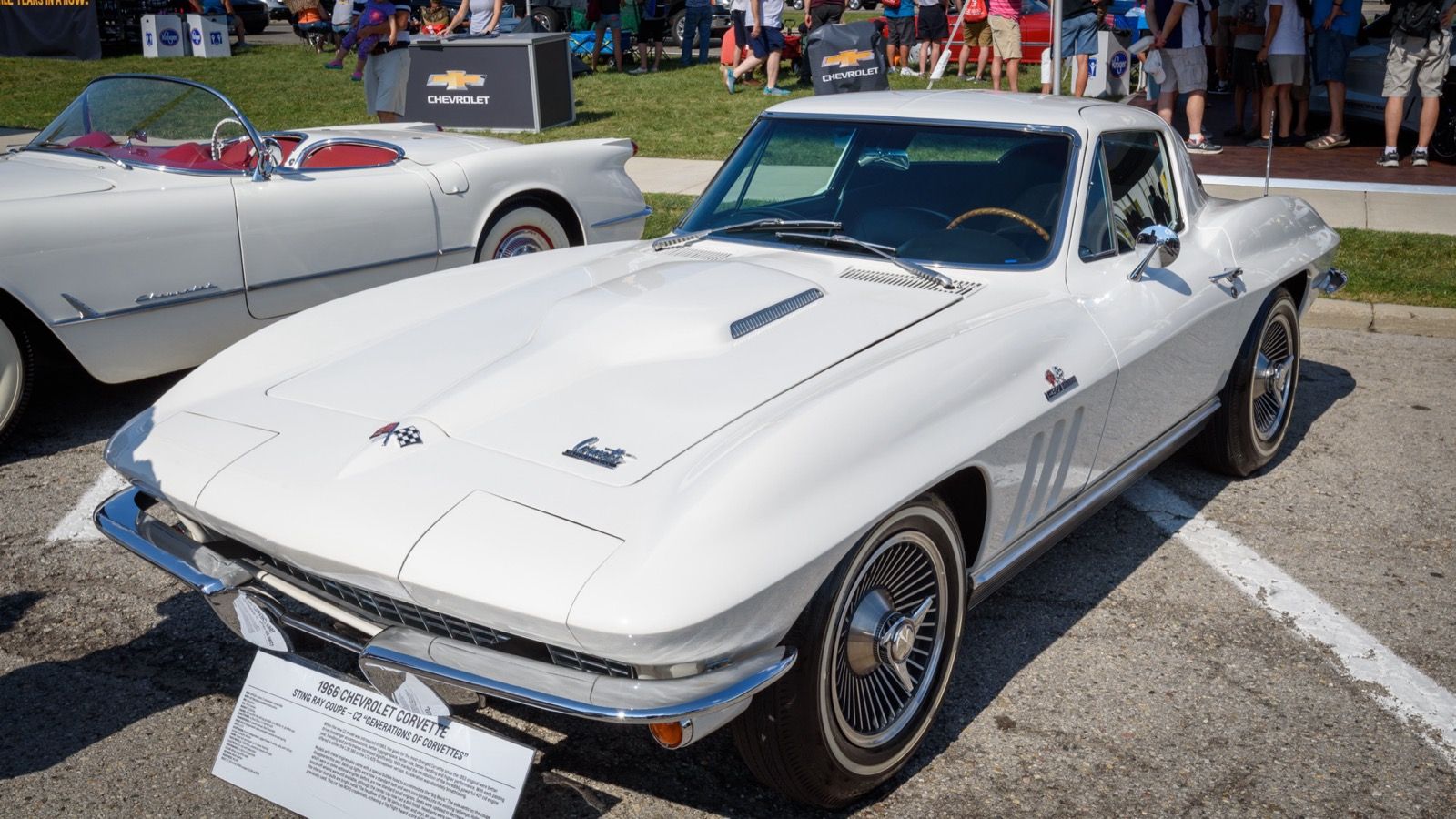 1966 Chevrolet Corvette Sting Ray, C2 second generation — white coupe, front three-quarter view