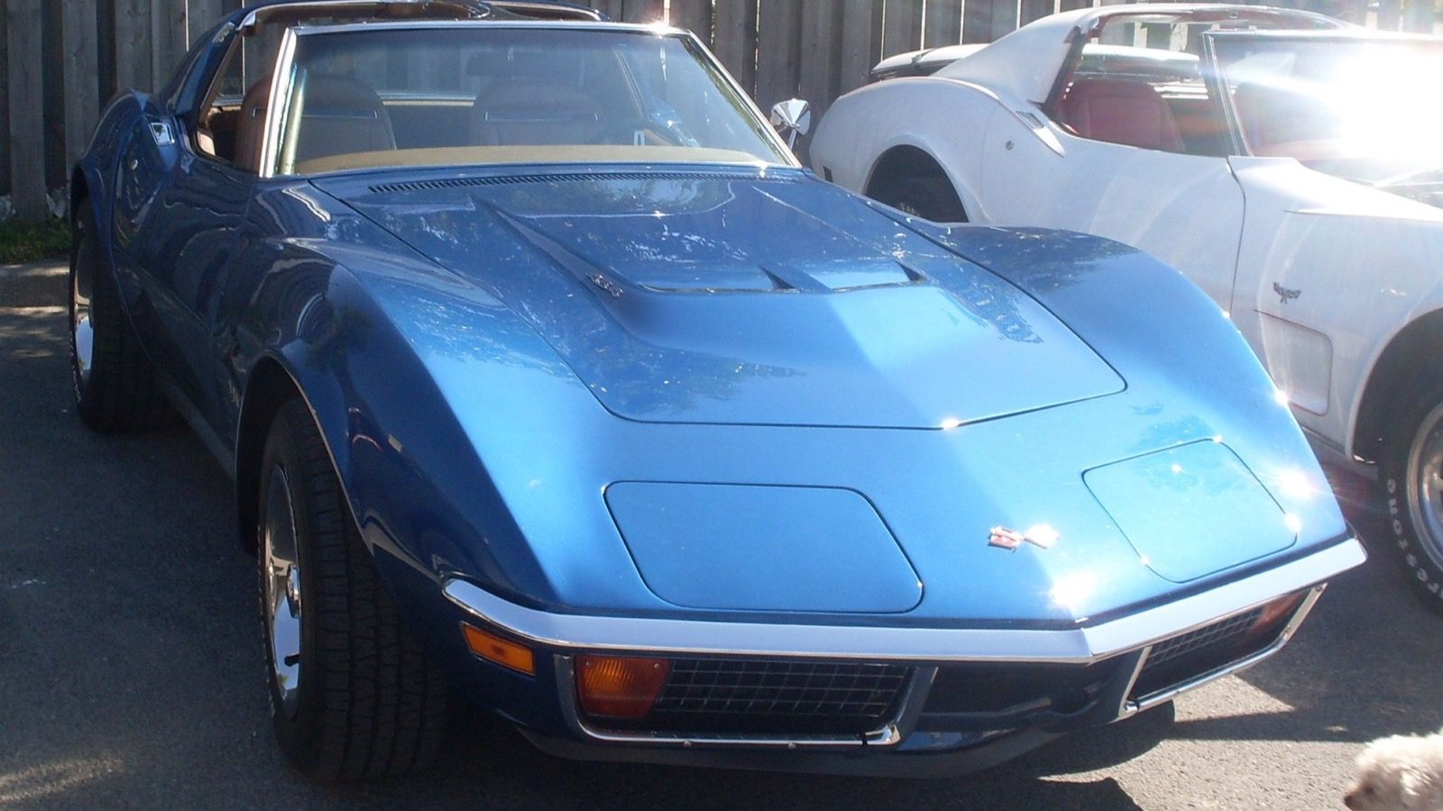 1972 Chevrolet Corvette Stingray, C3 third generation — red coupe with chrome front bumper, front three-quarter view