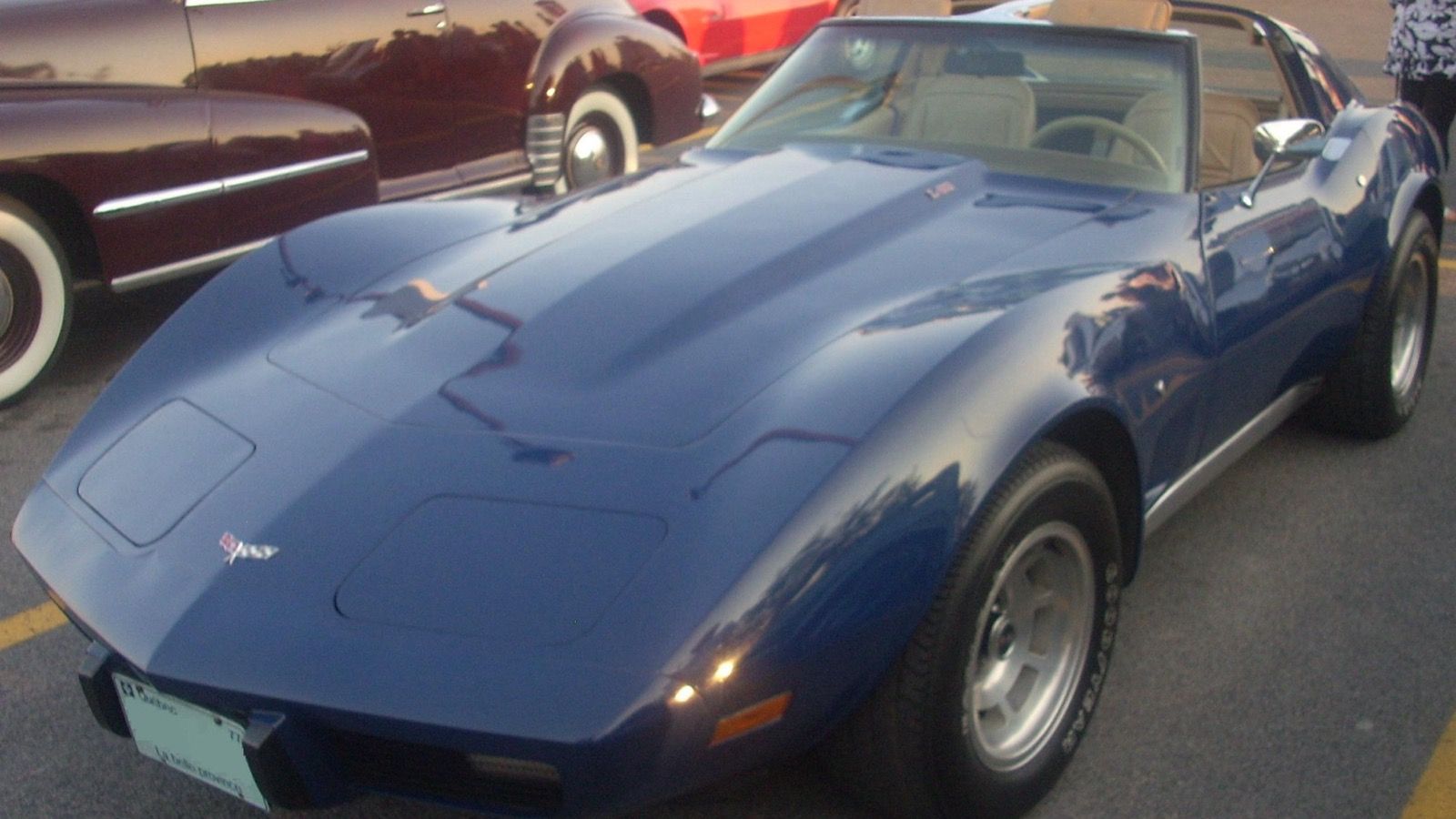 1977 Chevrolet Corvette, C3 third generation — blue coupe, front three-quarter view
