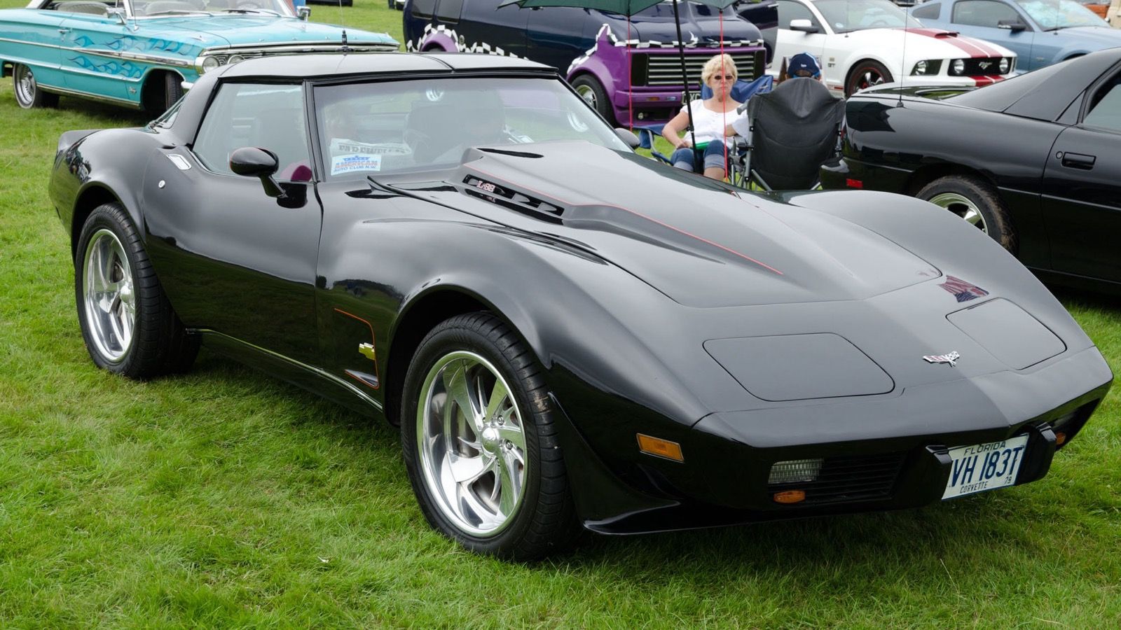 1979 Chevrolet Corvette, C3 third generation — black coupe, front three-quarter view