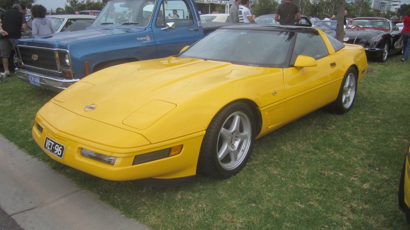 1996 Chevrolet Corvette, C4 fourth generation — yellow coupe, front three-quarter view