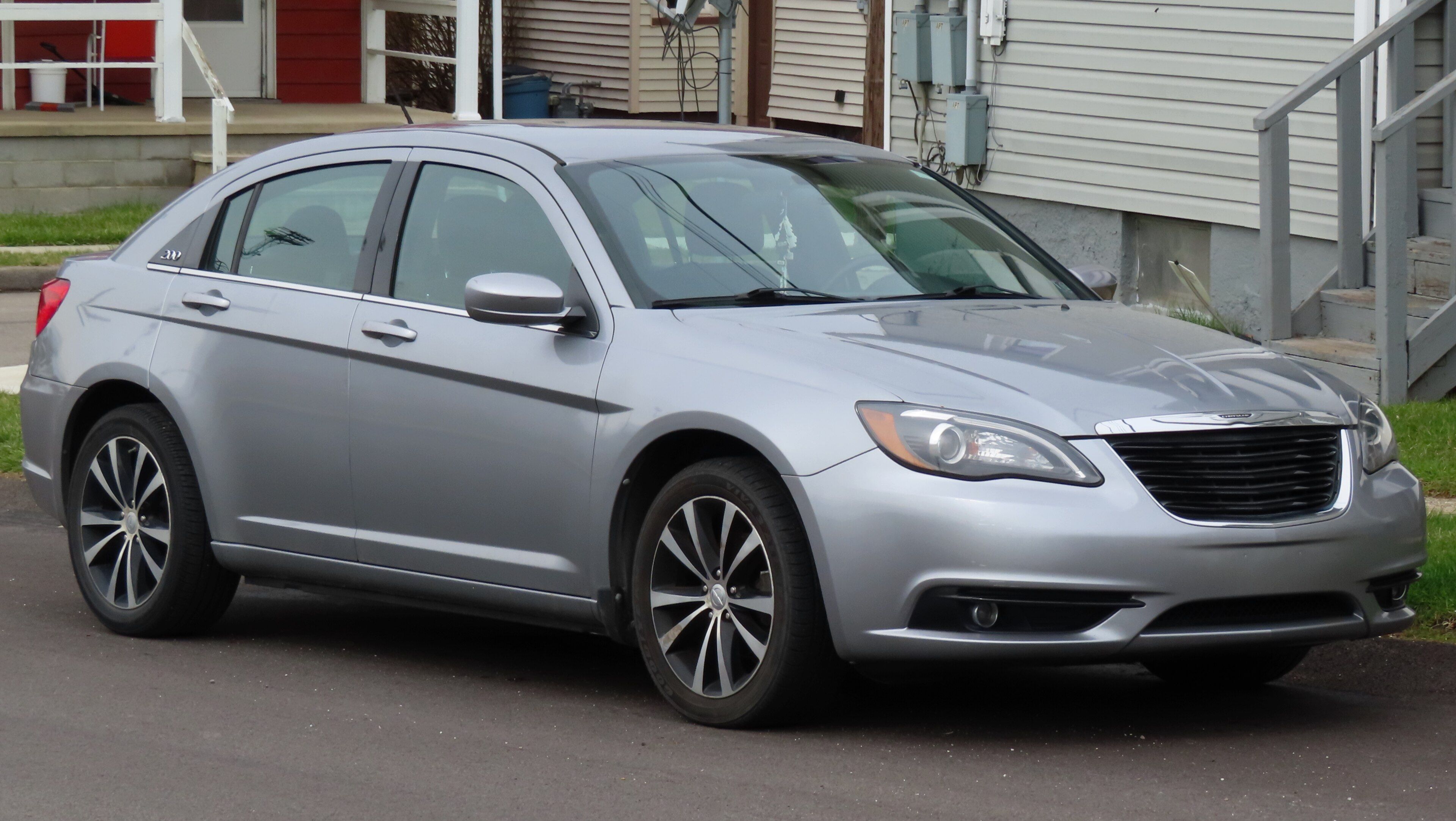 Silver 2013 Chrysler 200 Limited sedan with the S Appearance Package, front three-quarter view