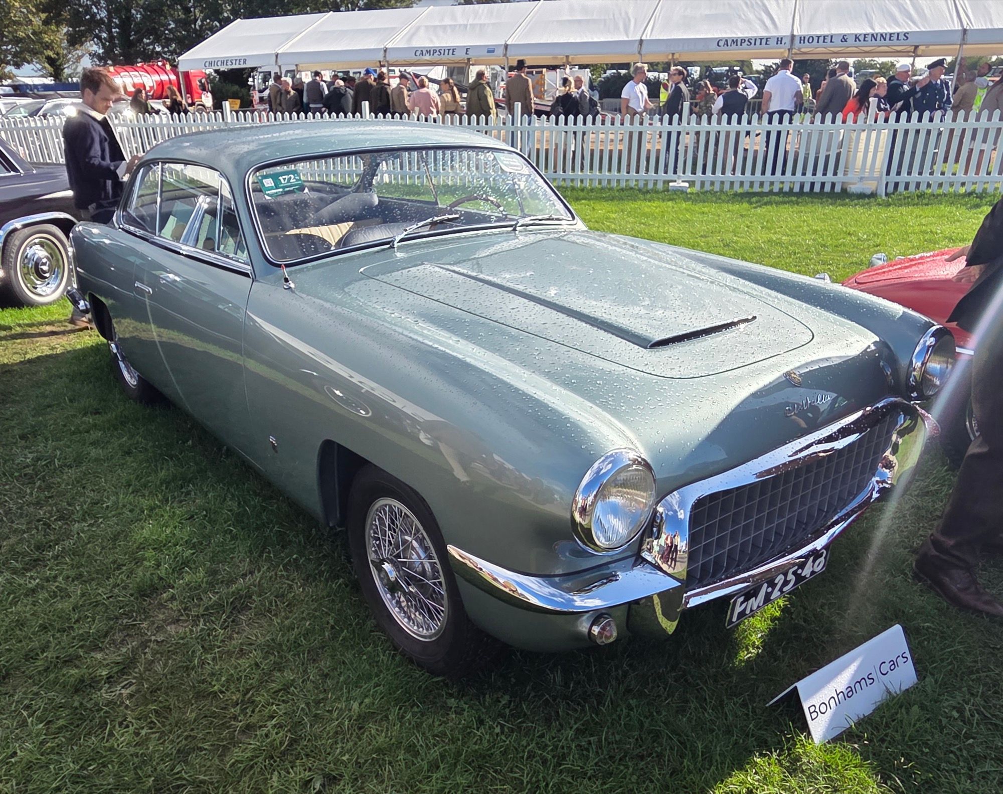 Grey Cisitalia 505 DF Ghia coupe, front three-quarter view
