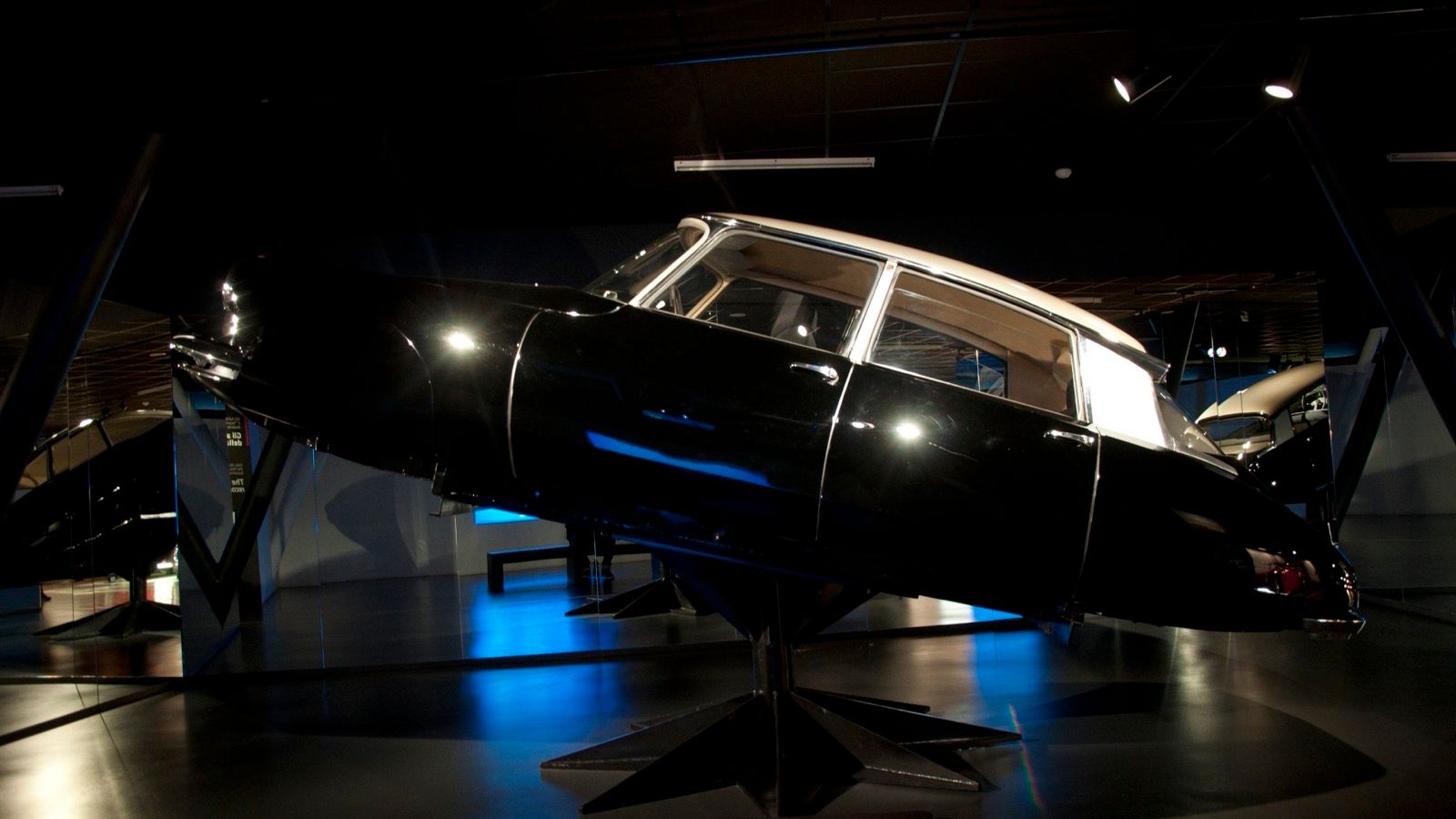 1955 Citroën DS 19 on museum display, front three-quarter view