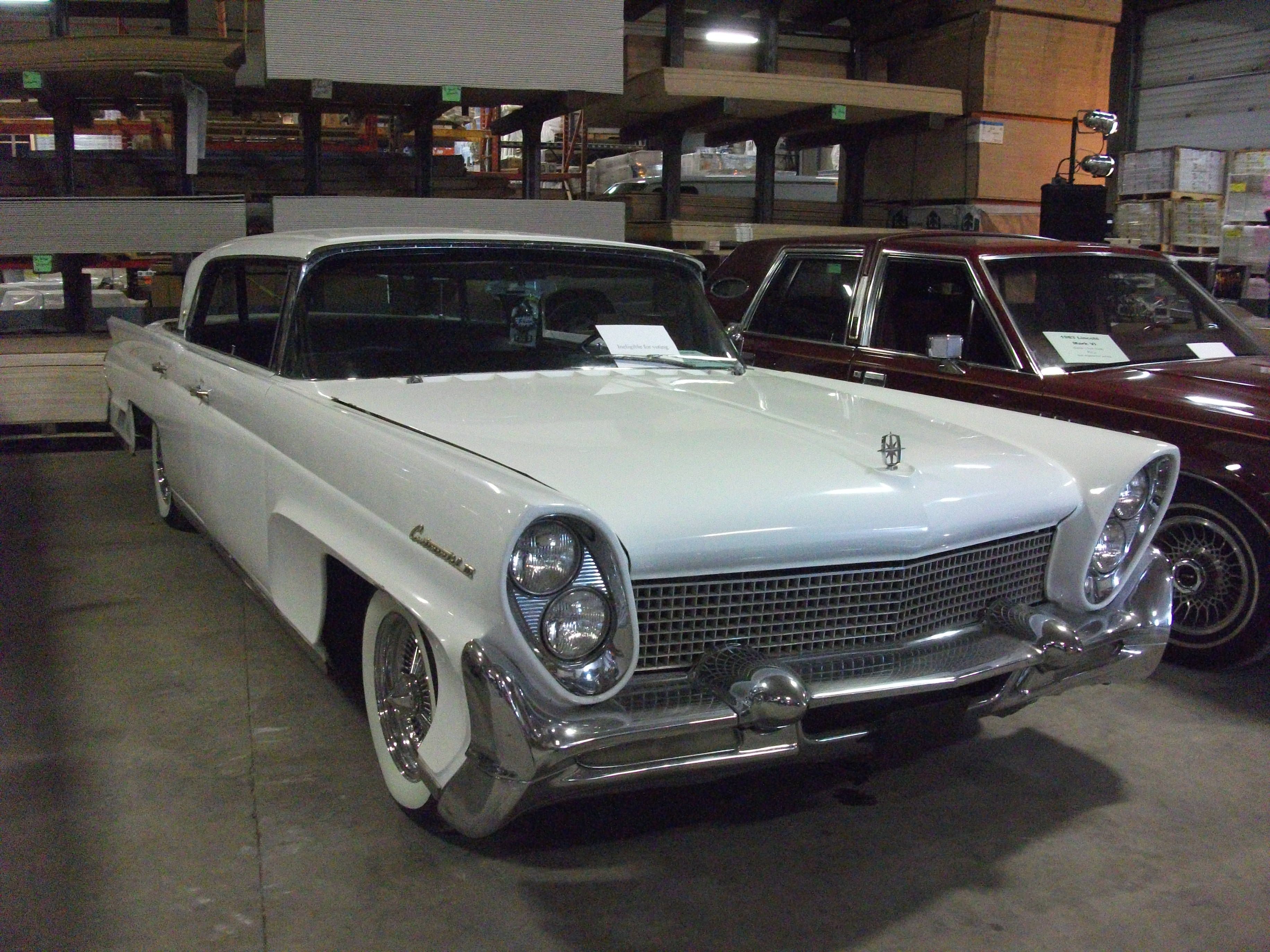 White 1958 Continental Mark III hardtop, front three-quarter view