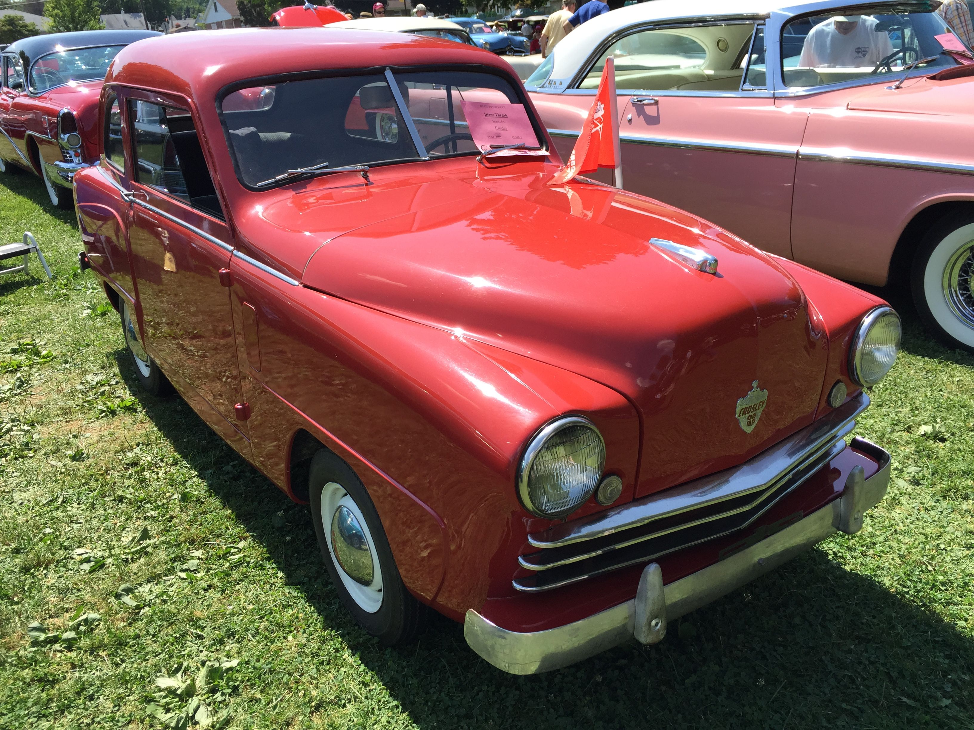1950 Crosley CD Four two-door sedan in red, front three-quarter view