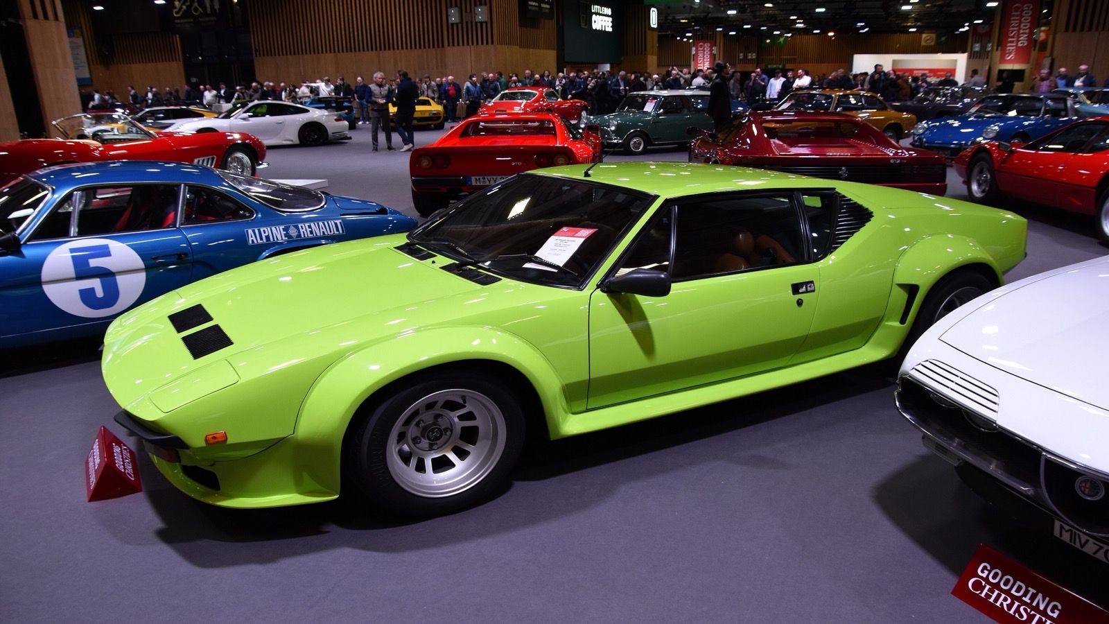 Green 1982 De Tomaso Pantera GT5 wide-body, front three-quarter view