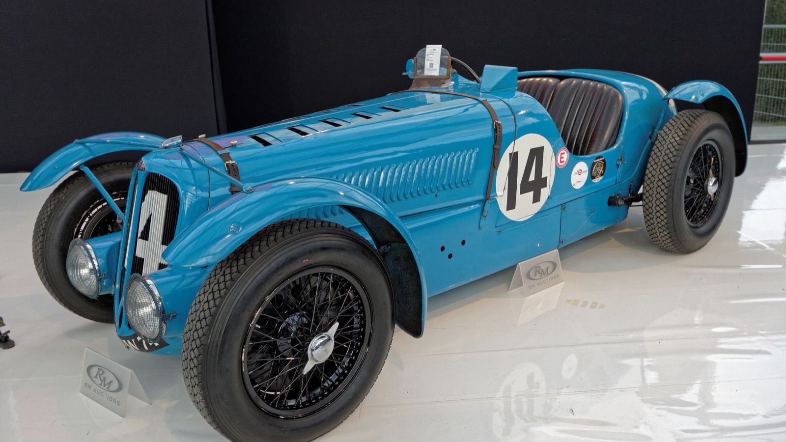 Blue Delahaye 135 S competition roadster, front three-quarter view