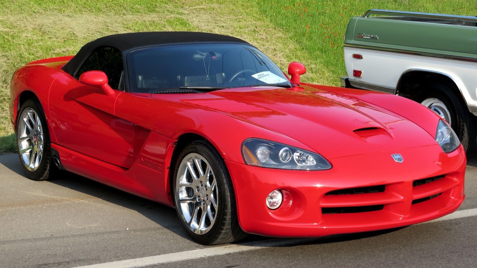 Red 2003 Dodge Viper SRT-10 roadster, front three-quarter view