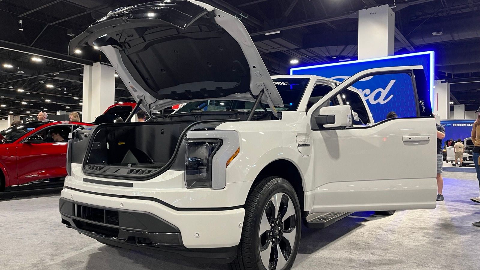 2023 Ford F-150 lightning pickup truck, front three-quarter left view