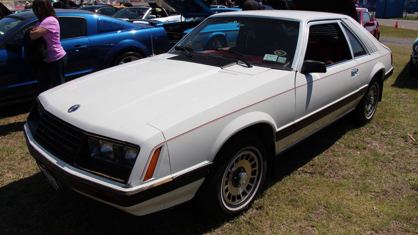 1980 Ford Mustang Ghia hatchback — front three-quarter view