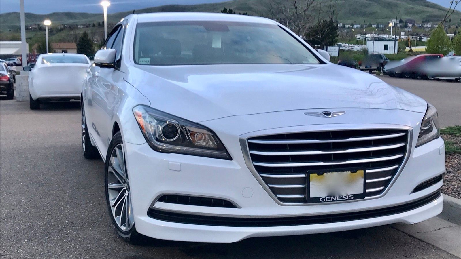 White 2017 Genesis G80 sedan, front view