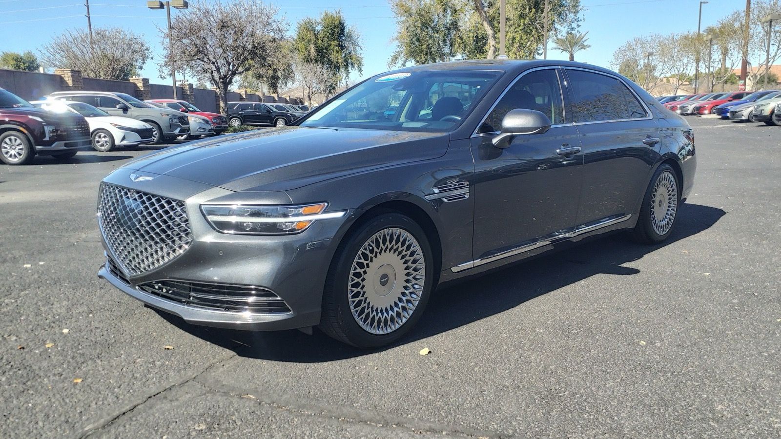 Grey 2020 Genesis G90 3.3T Premium, front three-quarter view