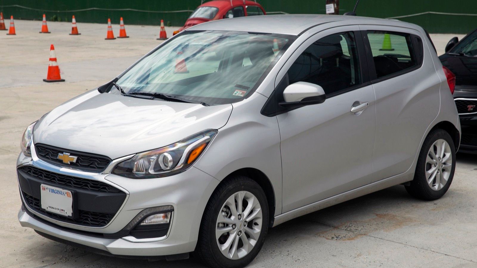 Silver 2020 Chevrolet Spark LT CVT hatchback, front three-quarter view from the left