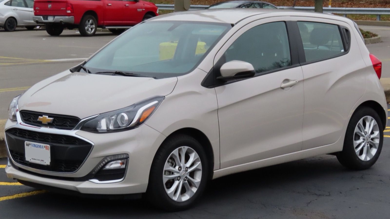 2021 Chevrolet Spark 1LT hatchback, front three-quarter view from the left