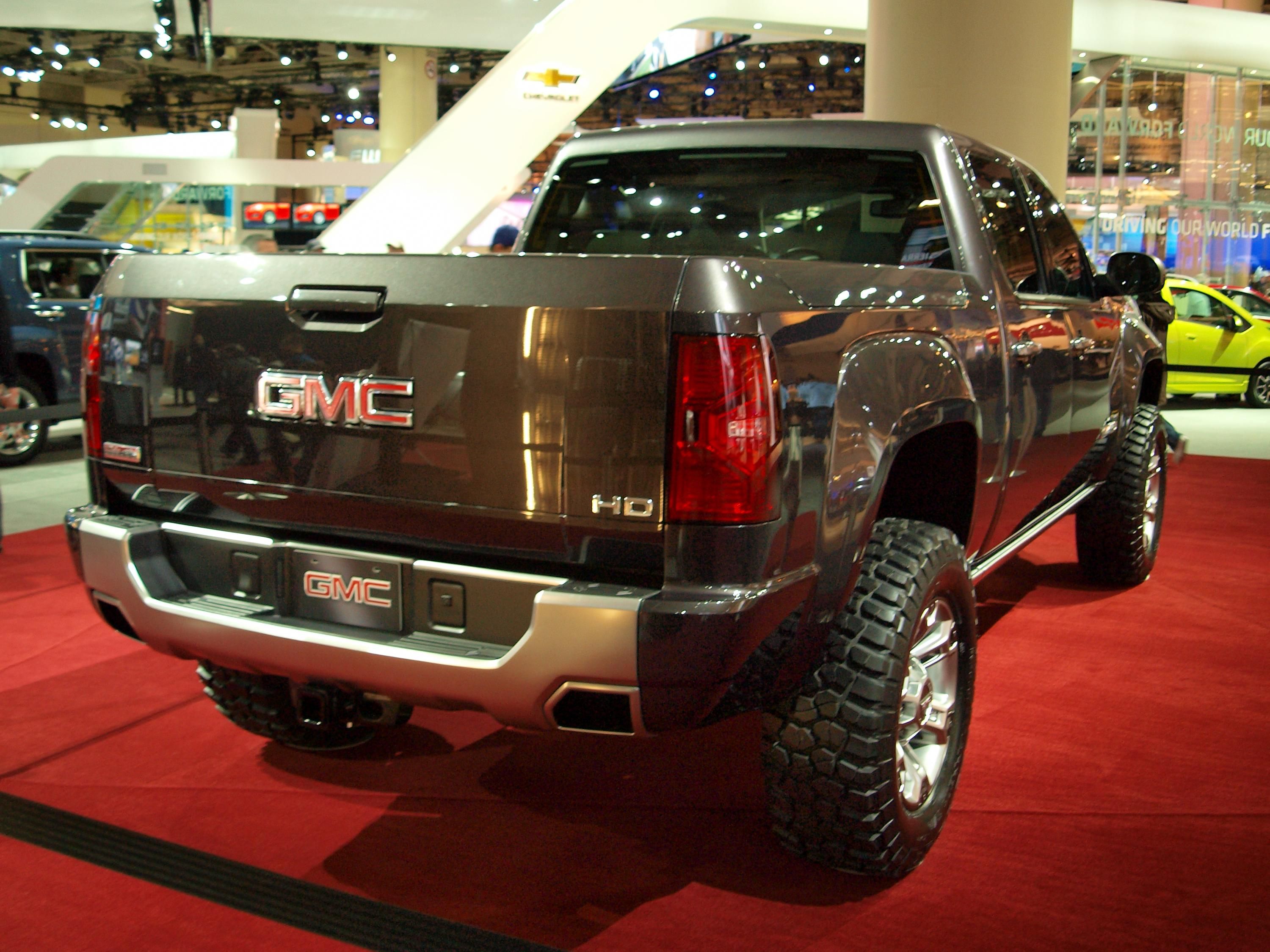 GMC Sierra HD full-size pickup, front three-quarter view, 2012 auto show