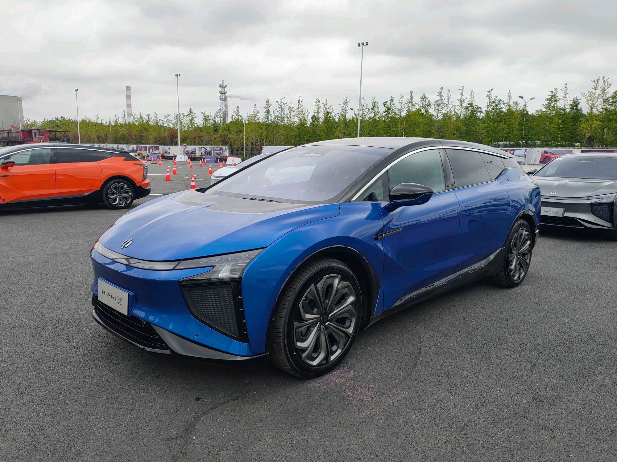 Blue HiPhi X electric SUV, front three-quarter view