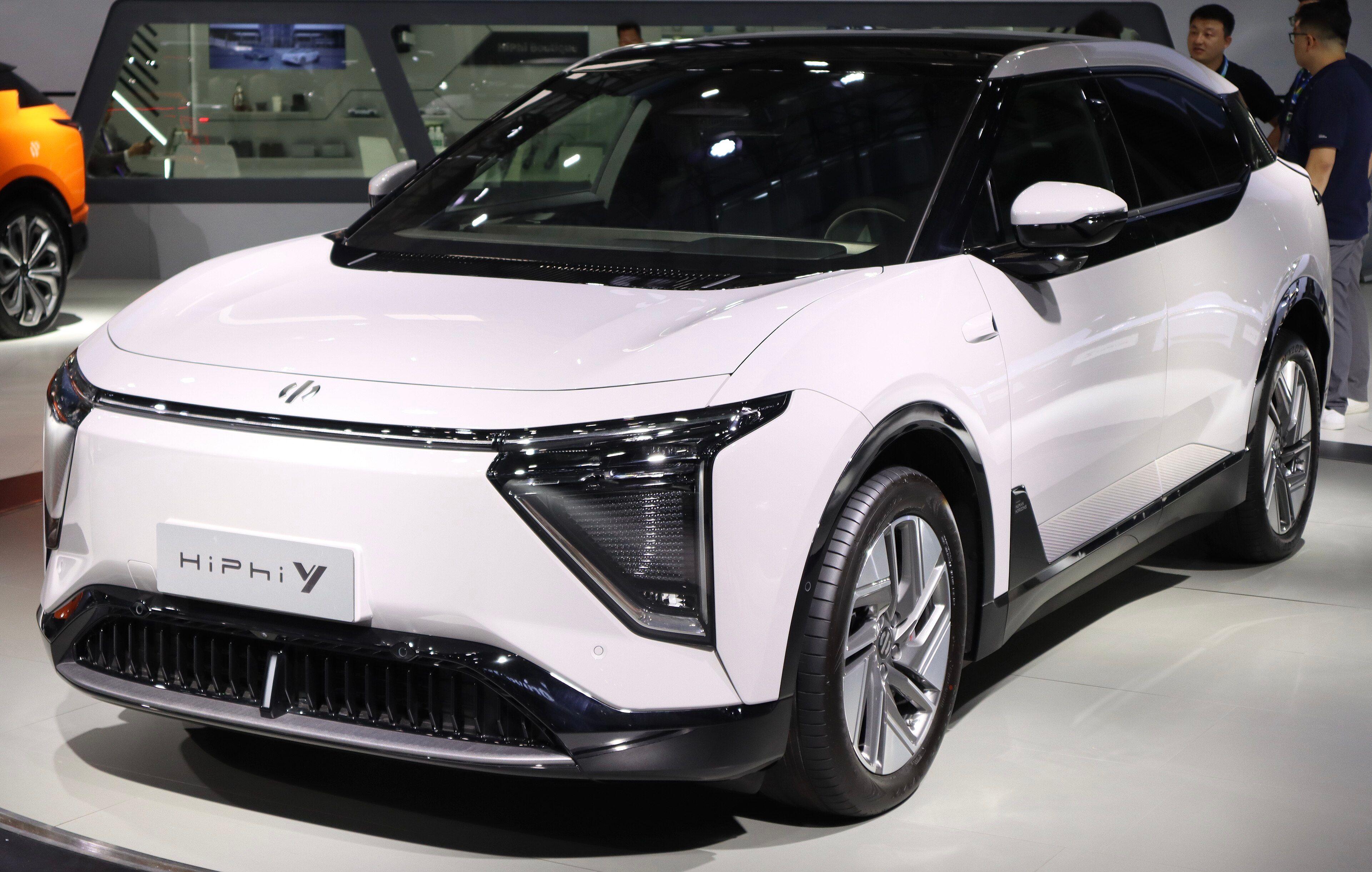 White 2023 HiPhi Y electric crossover, front three-quarter view