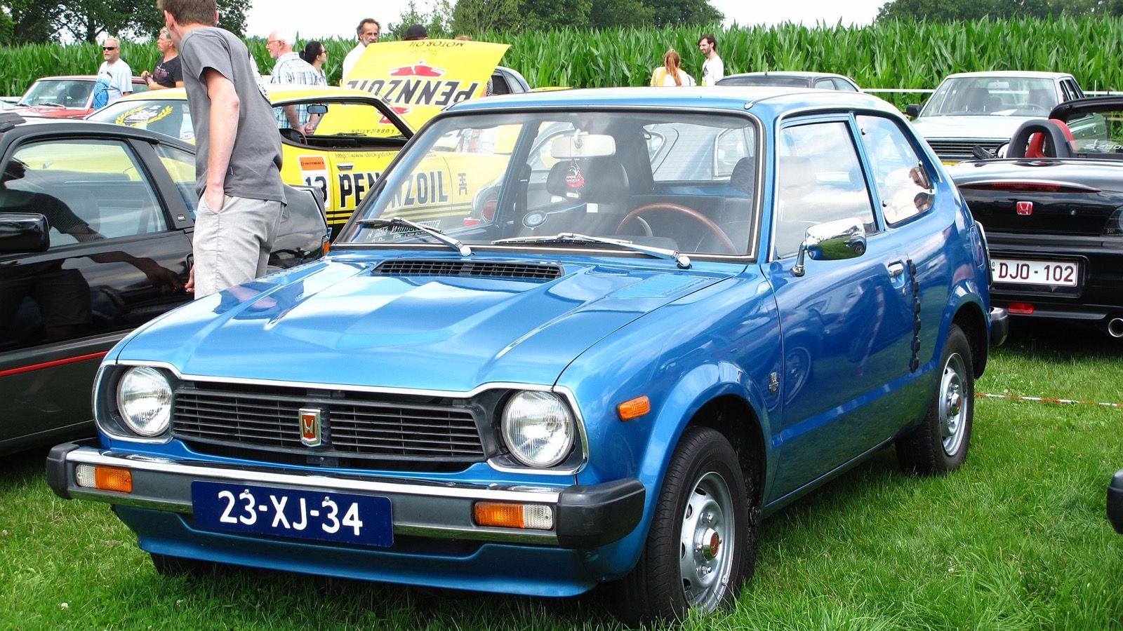 1978 Honda Civic — blue 1200 hatchback, front three-quarter view
