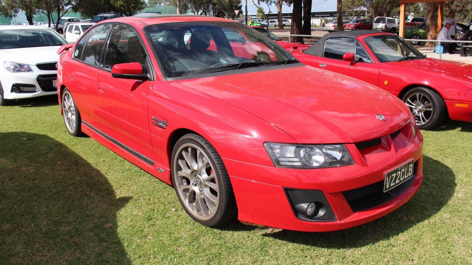 Red 2006 Holden VZ HSV ClubSport sedan, front three-quarter view
